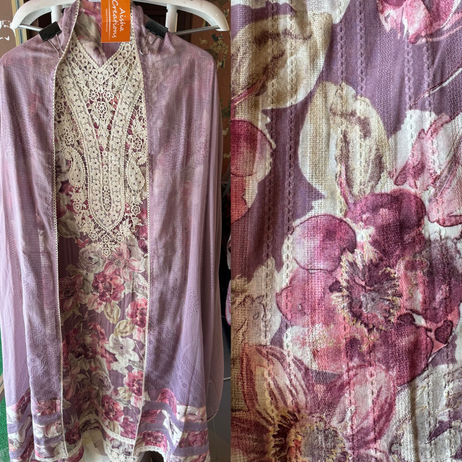 Pure organic cotton floral Printed Unstitched shirt