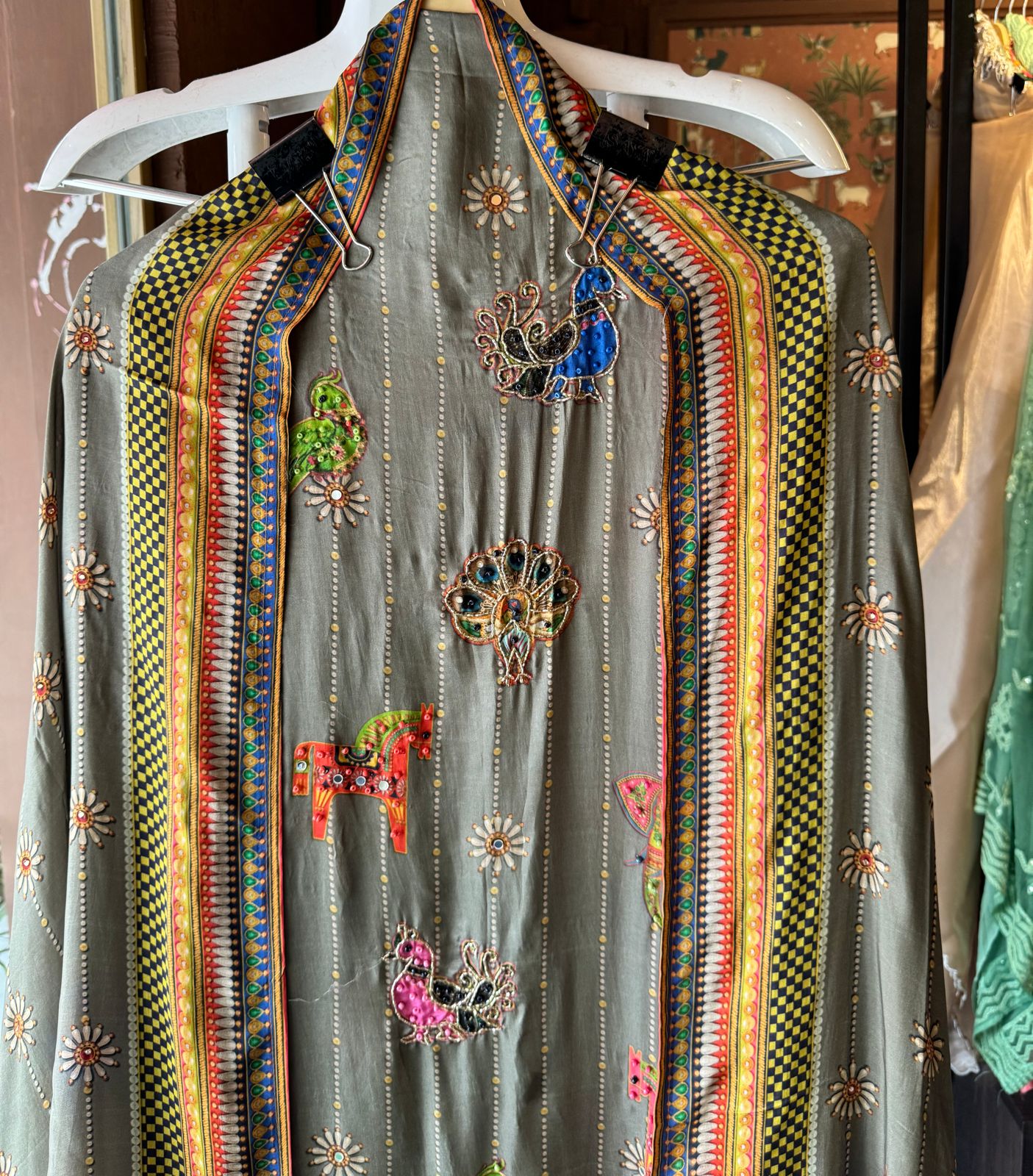 Unstitched Silk crepe shirt , Beautiful concept with Digital printing done