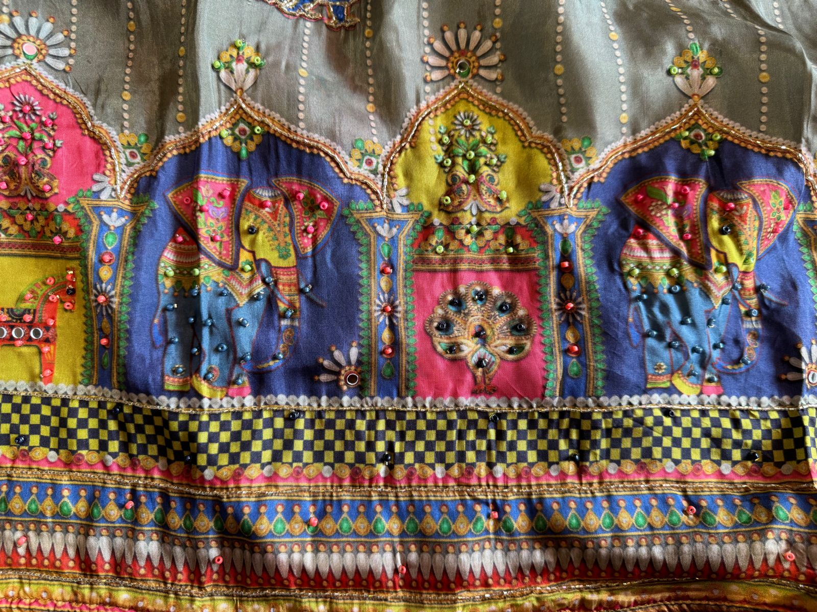 Unstitched Silk crepe shirt , Beautiful concept with Digital printing done