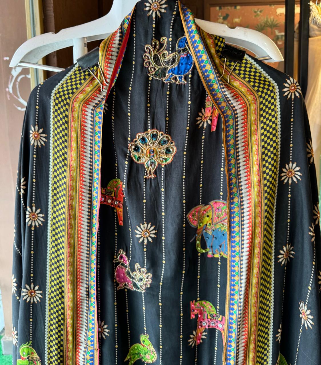 Unstitched Silk crepe shirt , Beautiful concept with Digital printing done