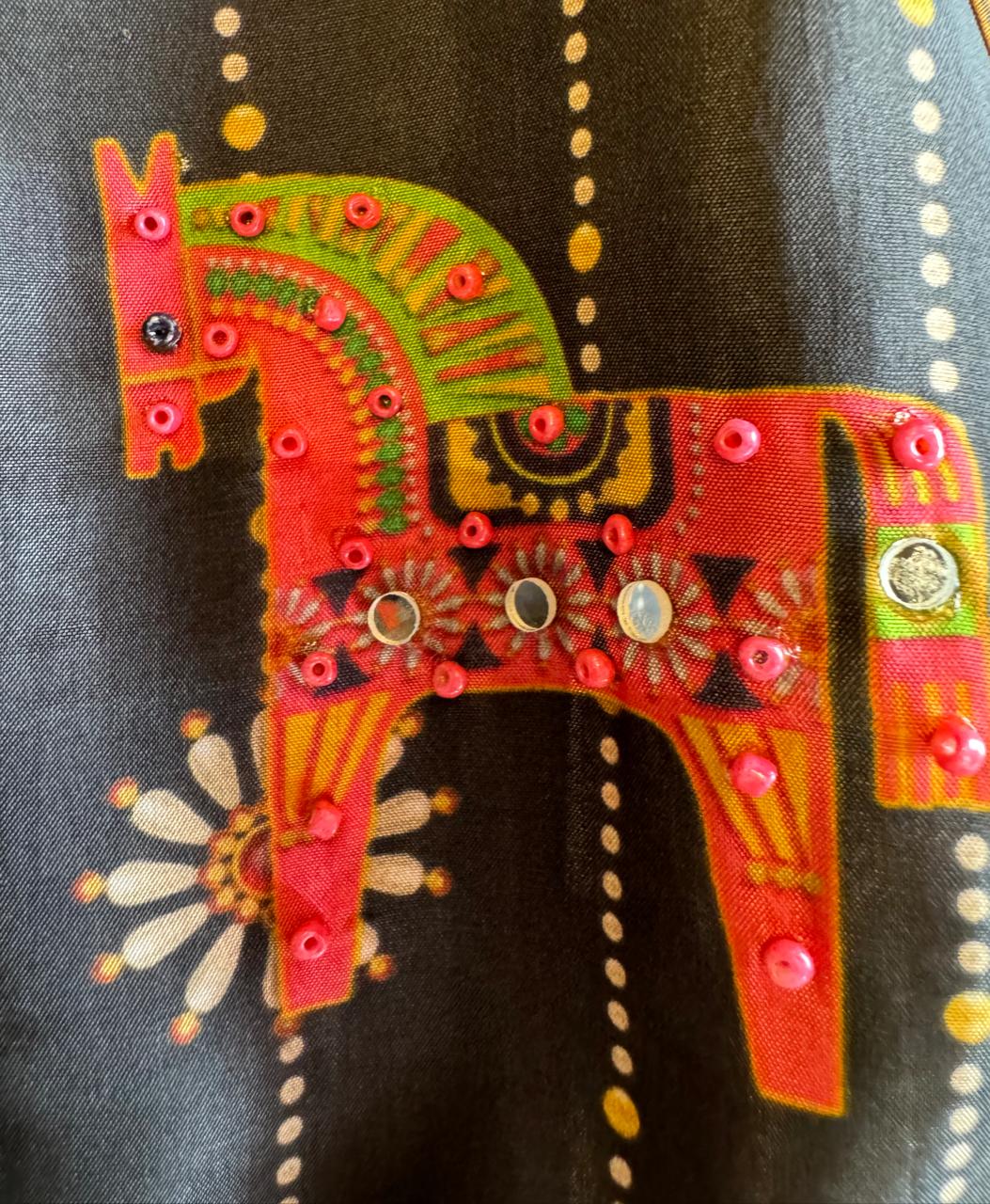 Unstitched Silk crepe shirt , Beautiful concept with Digital printing done