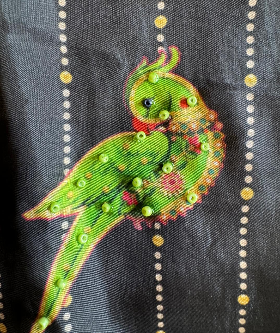 Unstitched Silk crepe shirt , Beautiful concept with Digital printing done