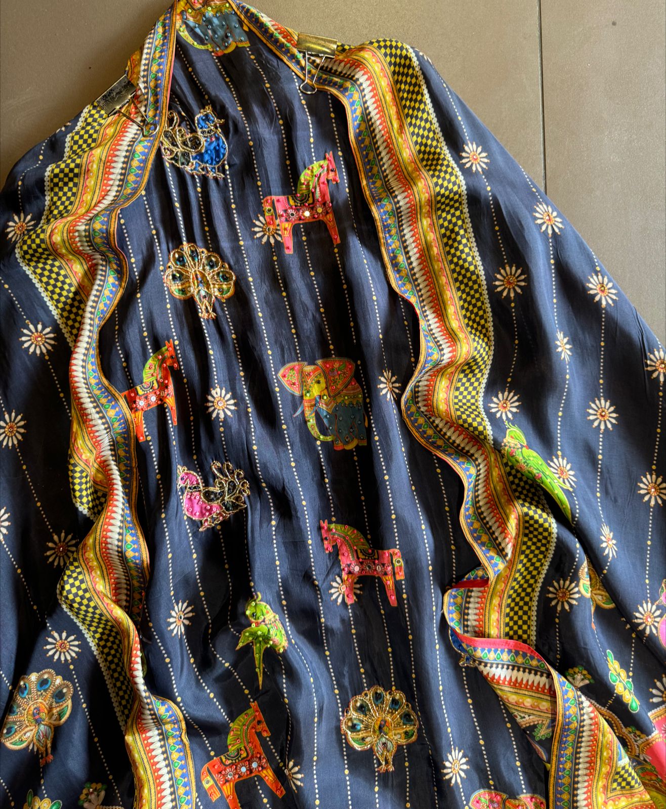 Unstitched Silk crepe shirt , Beautiful concept with Digital printing done