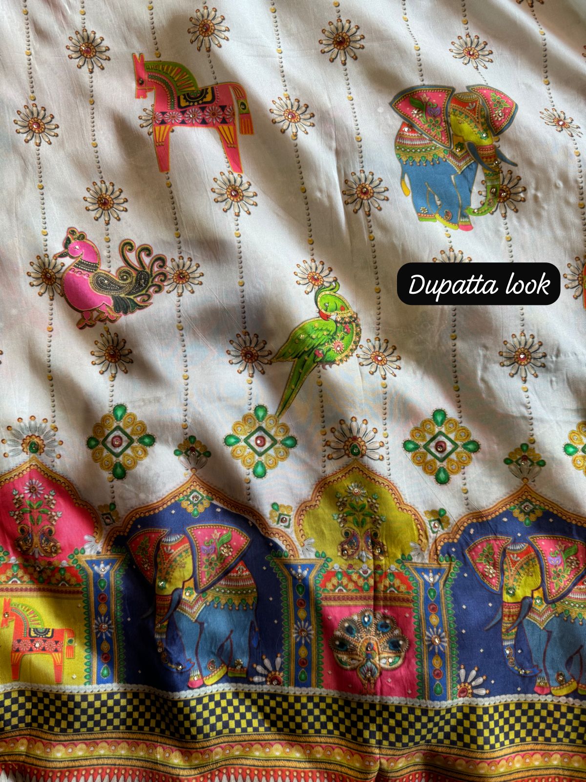 Unstitched Silk crepe shirt , Beautiful concept with Digital printing done