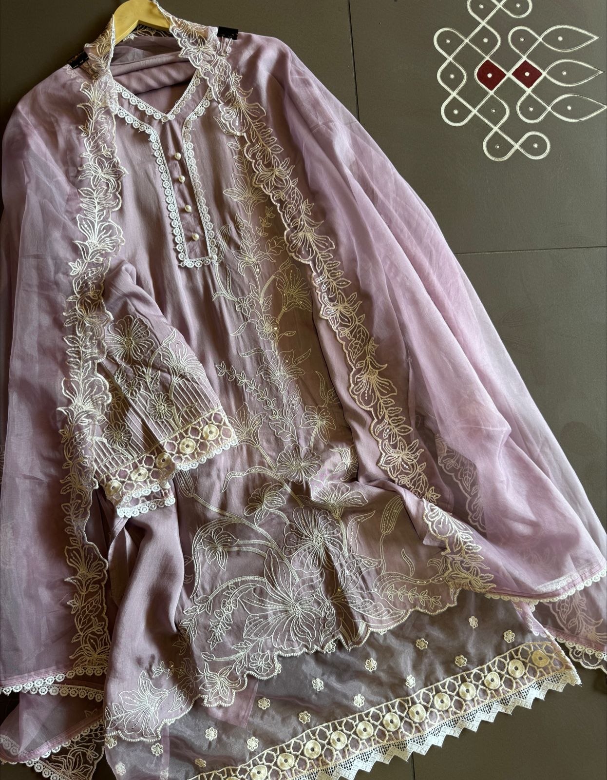 Soft cotton muslin shirt with thread and sequence embroidery detailing on the shirt front