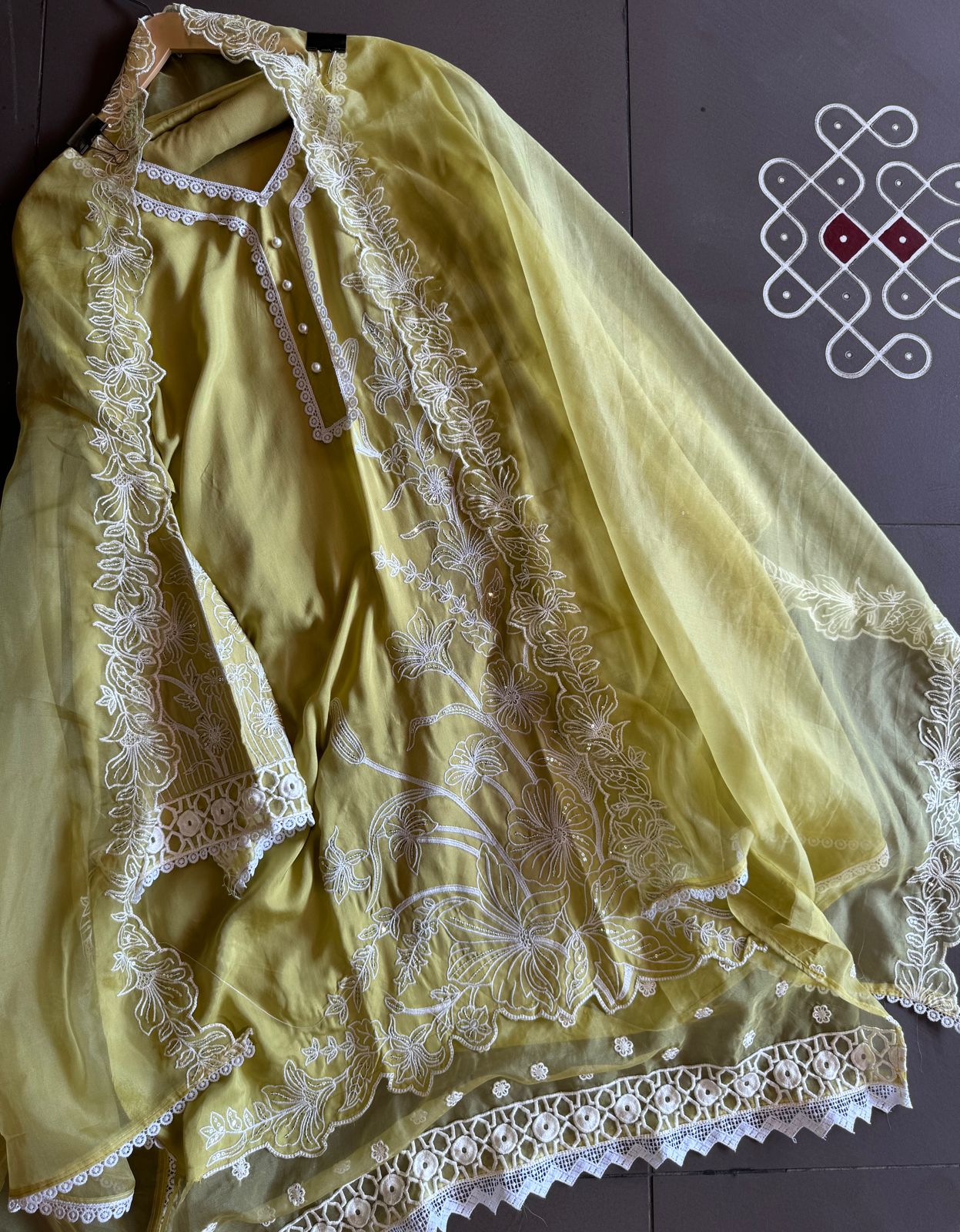 Soft cotton muslin shirt with thread and sequence embroidery detailing on the shirt front