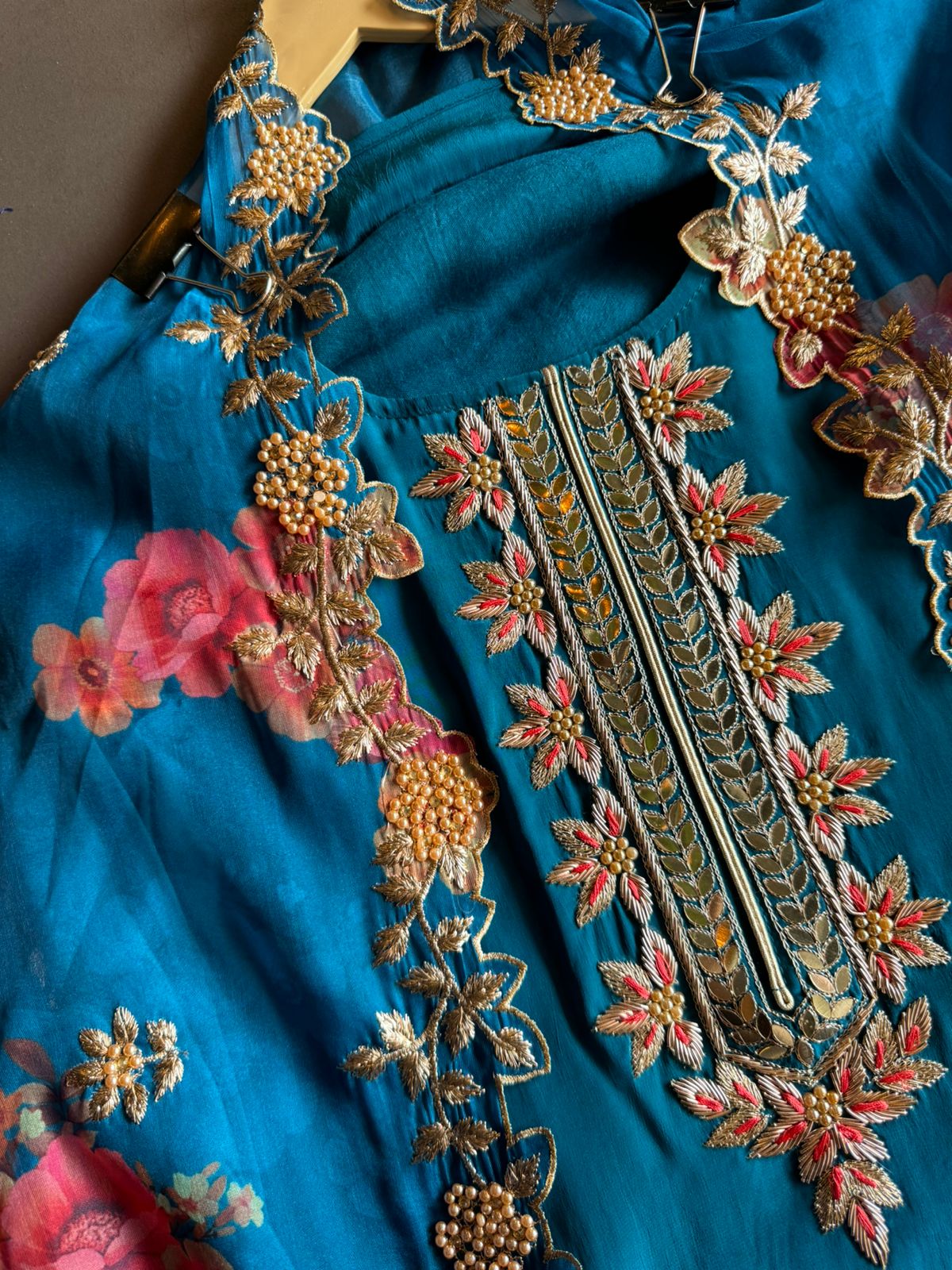 Pure crepe Shirt (Unstitched and full in size) with beautiful Neckwork done