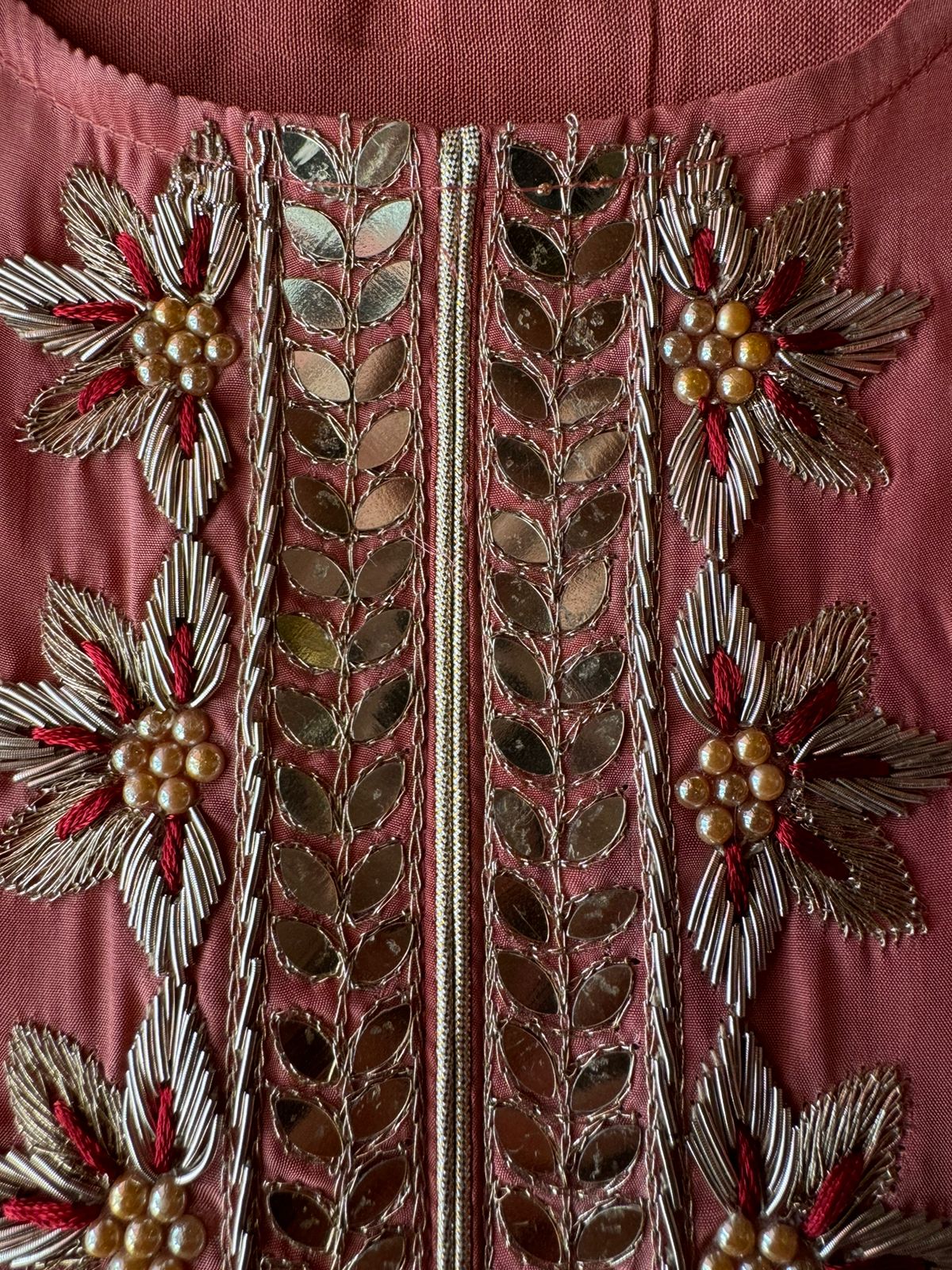 Pure crepe Shirt (Unstitched and full in size) with beautiful Neckwork done