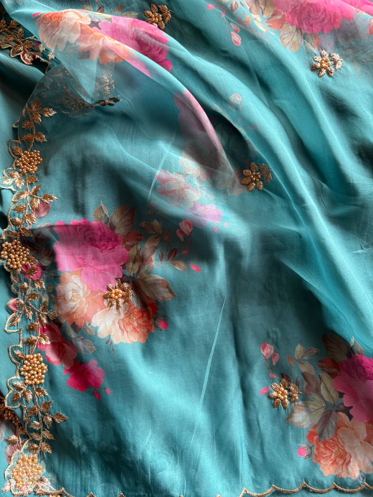 Pure crepe Shirt (Unstitched and full in size) with beautiful Neckwork done