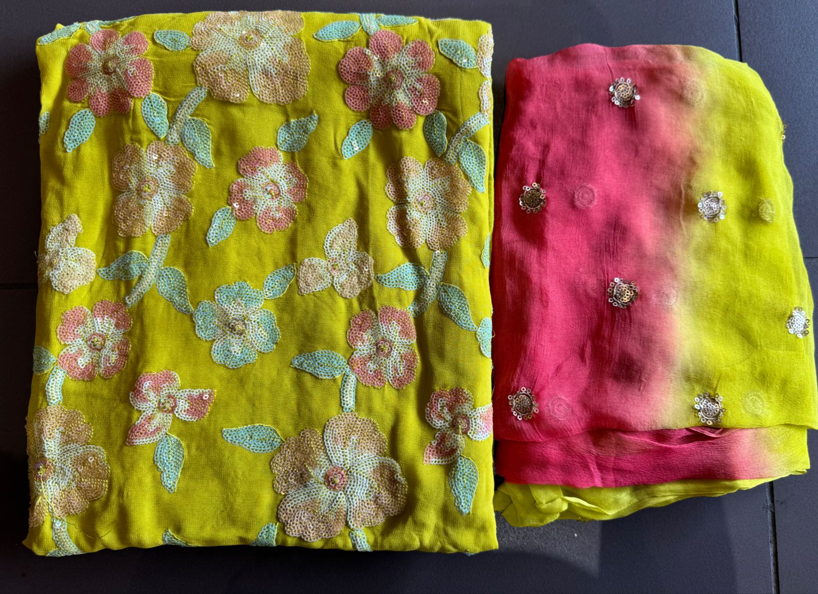 Pure lightweight Georgette shirt with heavily embroidered thread work