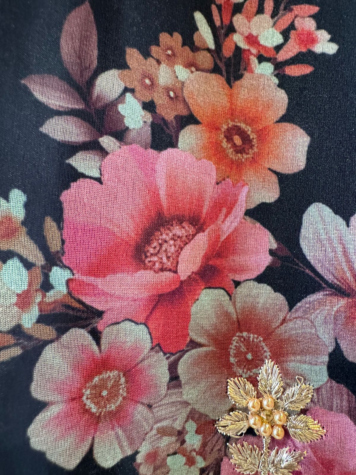 Pure crepe Shirt (Unstitched and full in size) with beautiful Neckwork