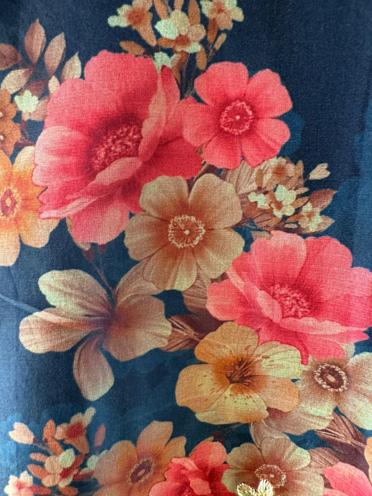 Pure crepe Shirt (Unstitched and full in size) with beautiful Neckwork