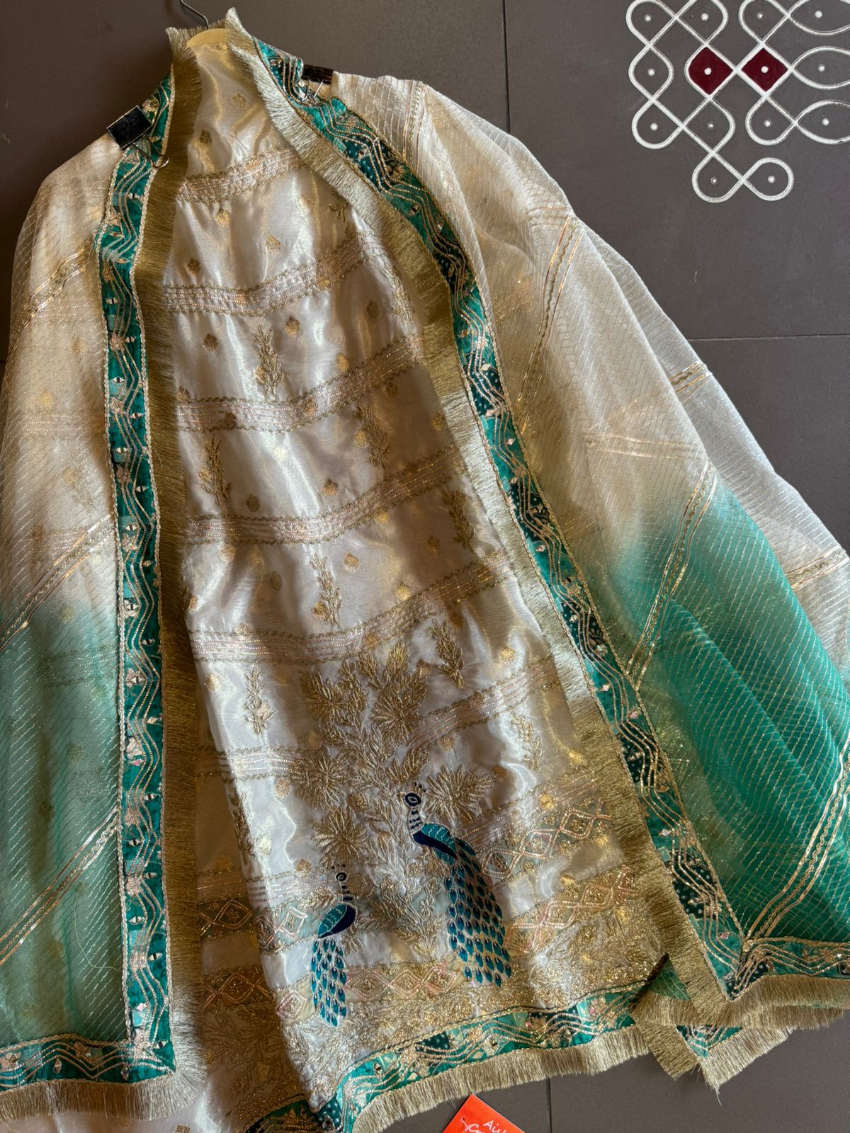 Pure chanderi Shirt gold in colour with complete zari work