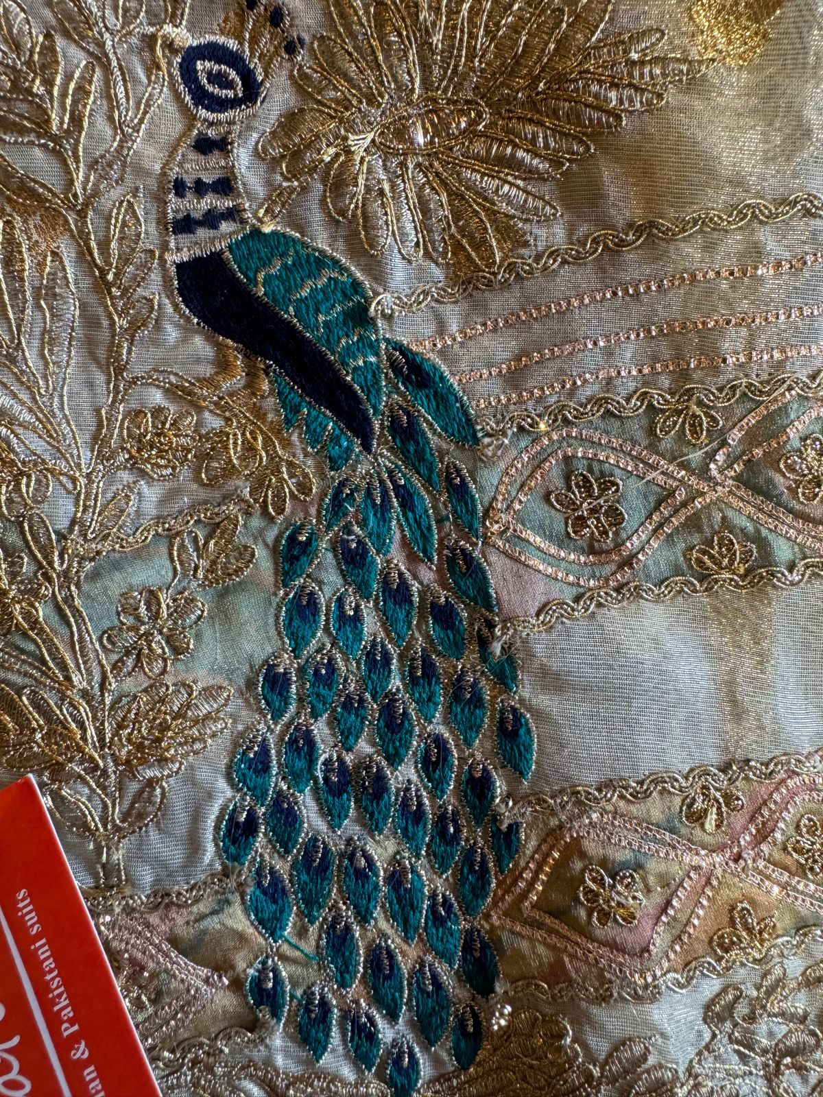 Pure chanderi Shirt gold in colour with complete zari work