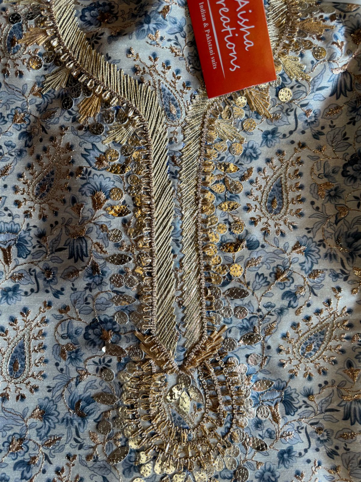 Pure chanderi Shirt with beautiful digital Print and zari embroidery on the full shirt front