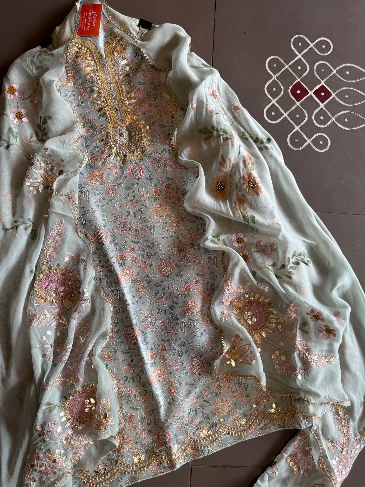 Pure chanderi Shirt with beautiful digital Print and zari embroidery on the full shirt front