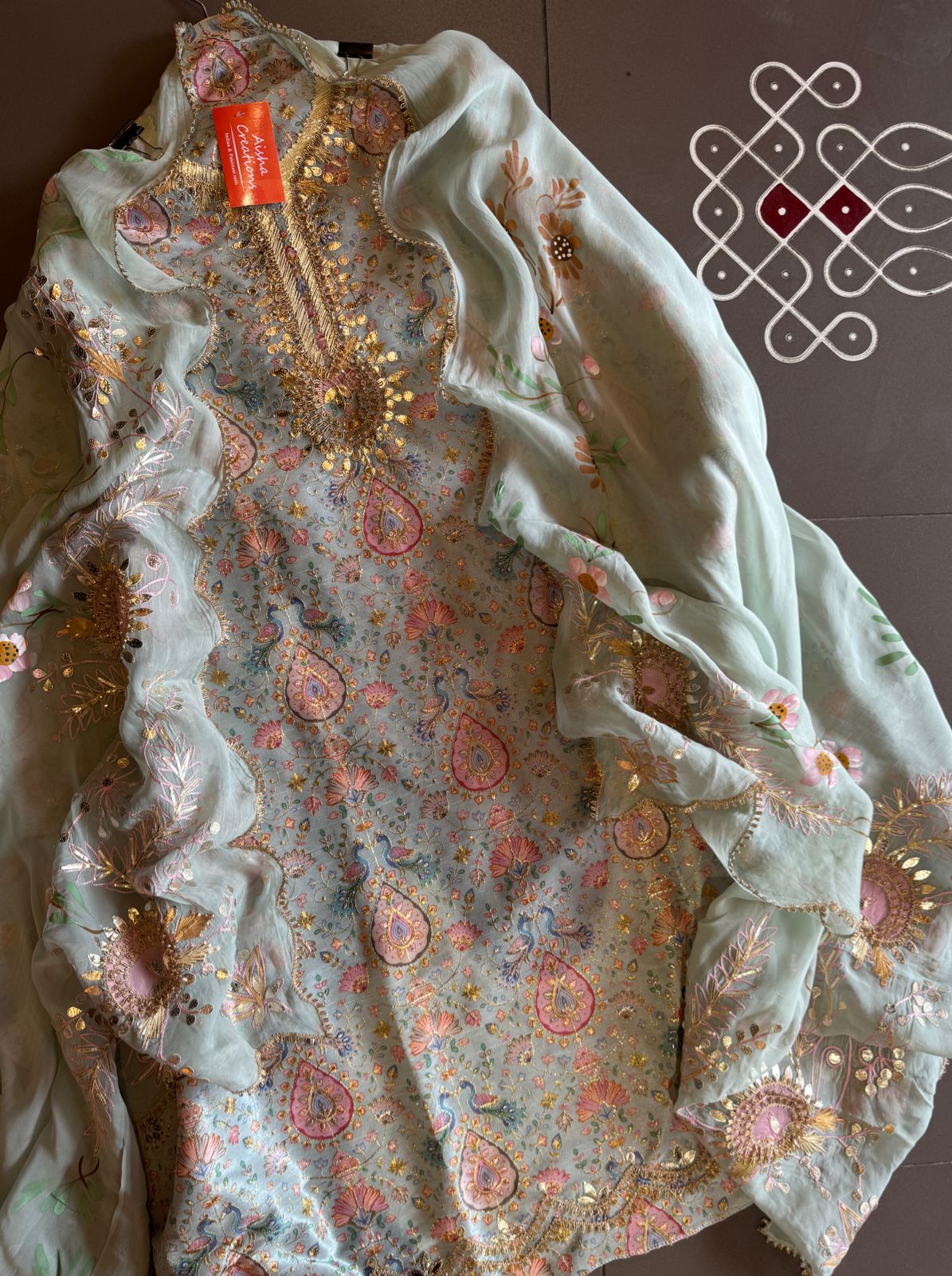 Pure chanderi Shirt with beautiful digital Print and zari embroidery on the full shirt front