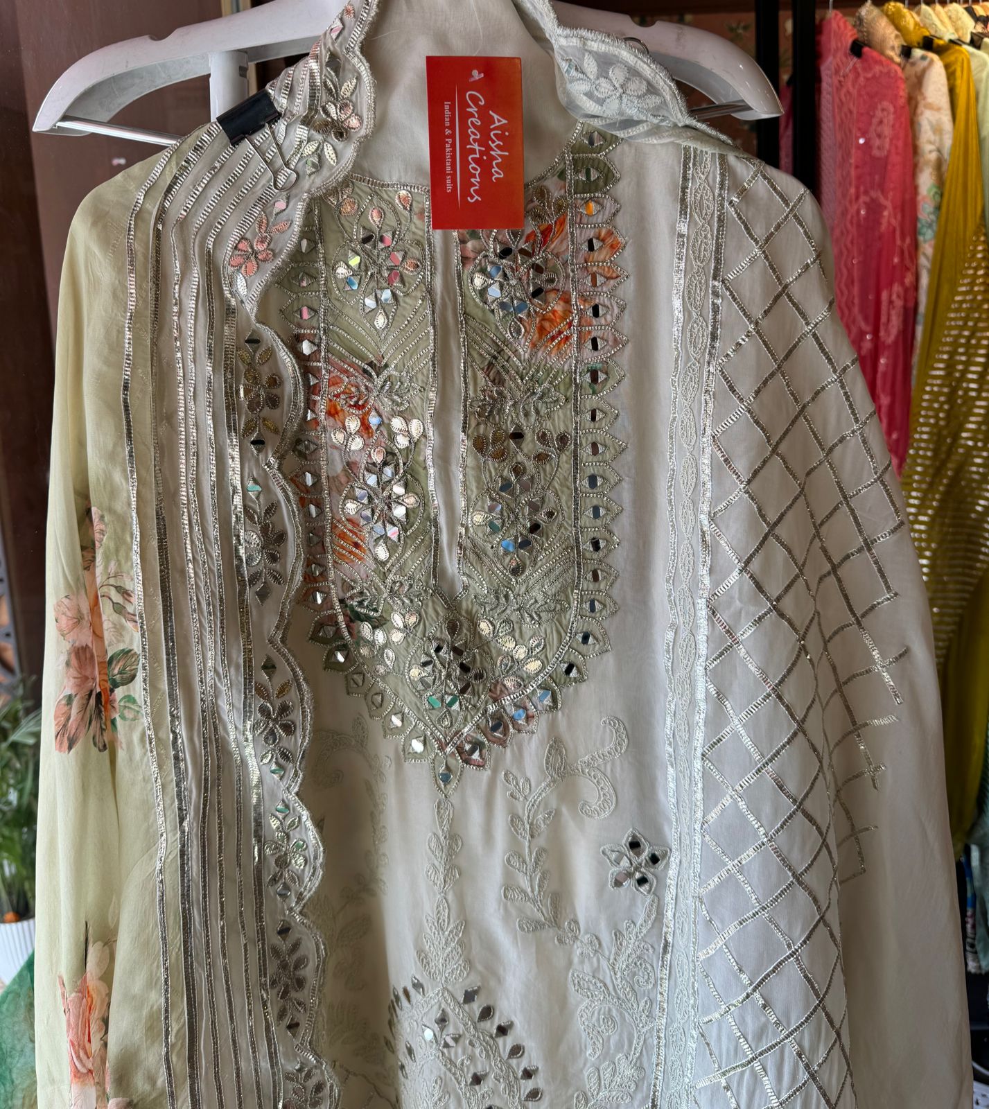 Soft organza Unstitched shirt WITH GOTTA ZARI WORK done on the full shirt front