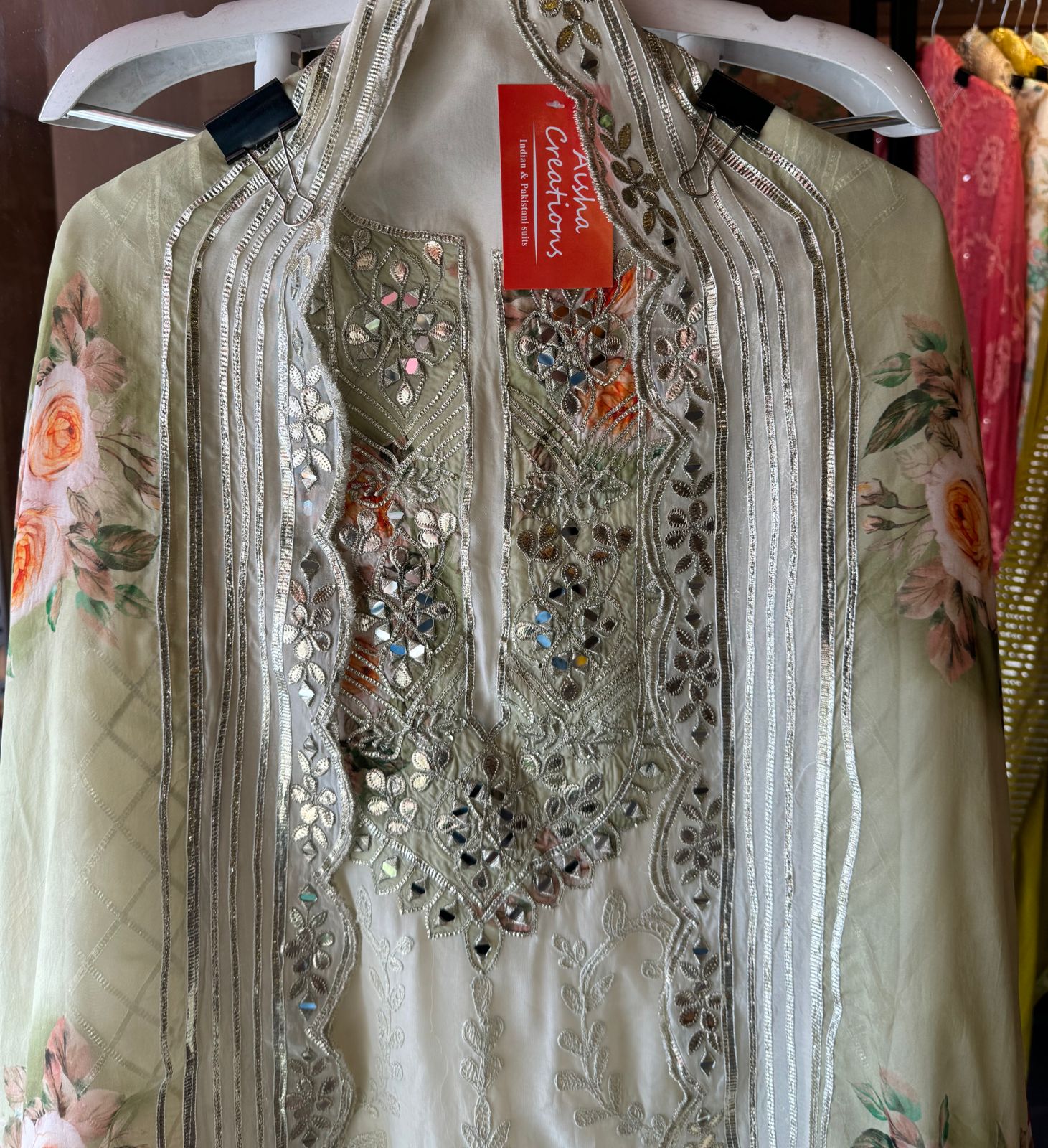 Soft organza Unstitched shirt WITH GOTTA ZARI WORK done on the full shirt front