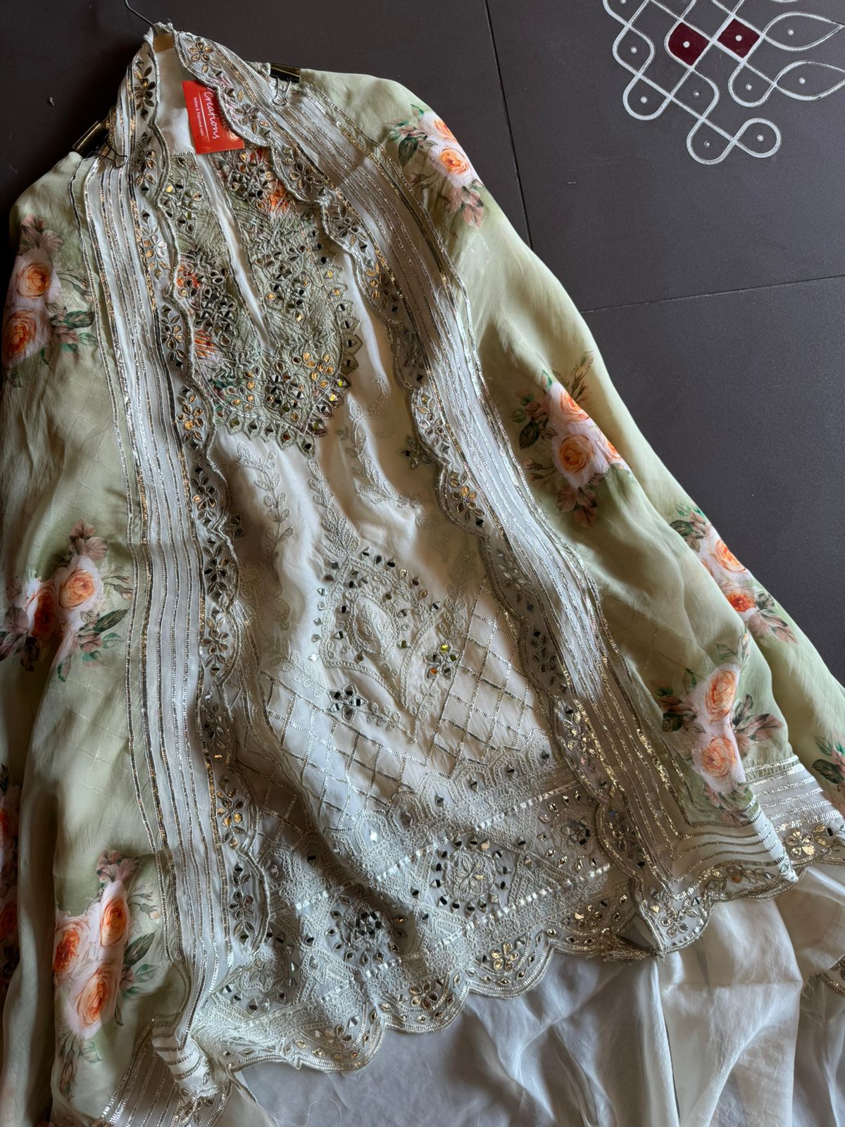 Soft organza Unstitched shirt WITH GOTTA ZARI WORK done on the full shirt front