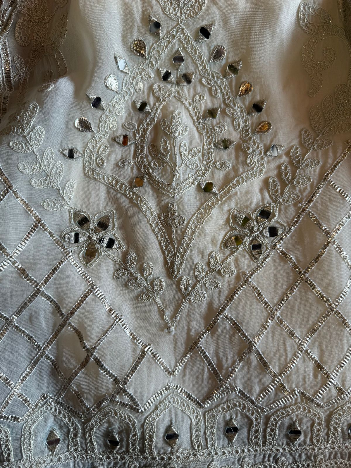 Soft organza Unstitched shirt WITH GOTTA ZARI WORK done on the full shirt front