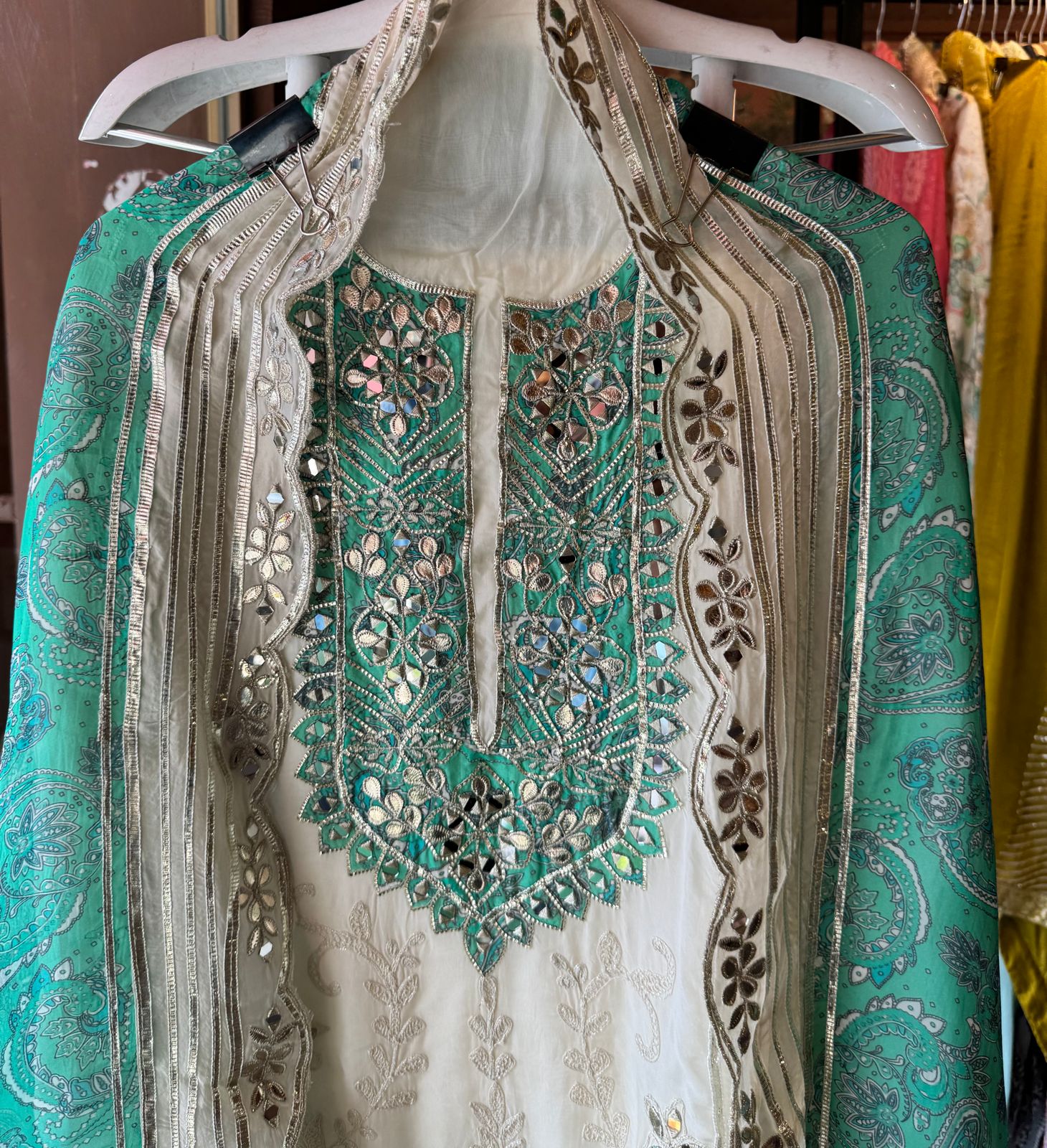 Soft organza Unstitched shirt WITH GOTTA ZARI WORK done on the full shirt front