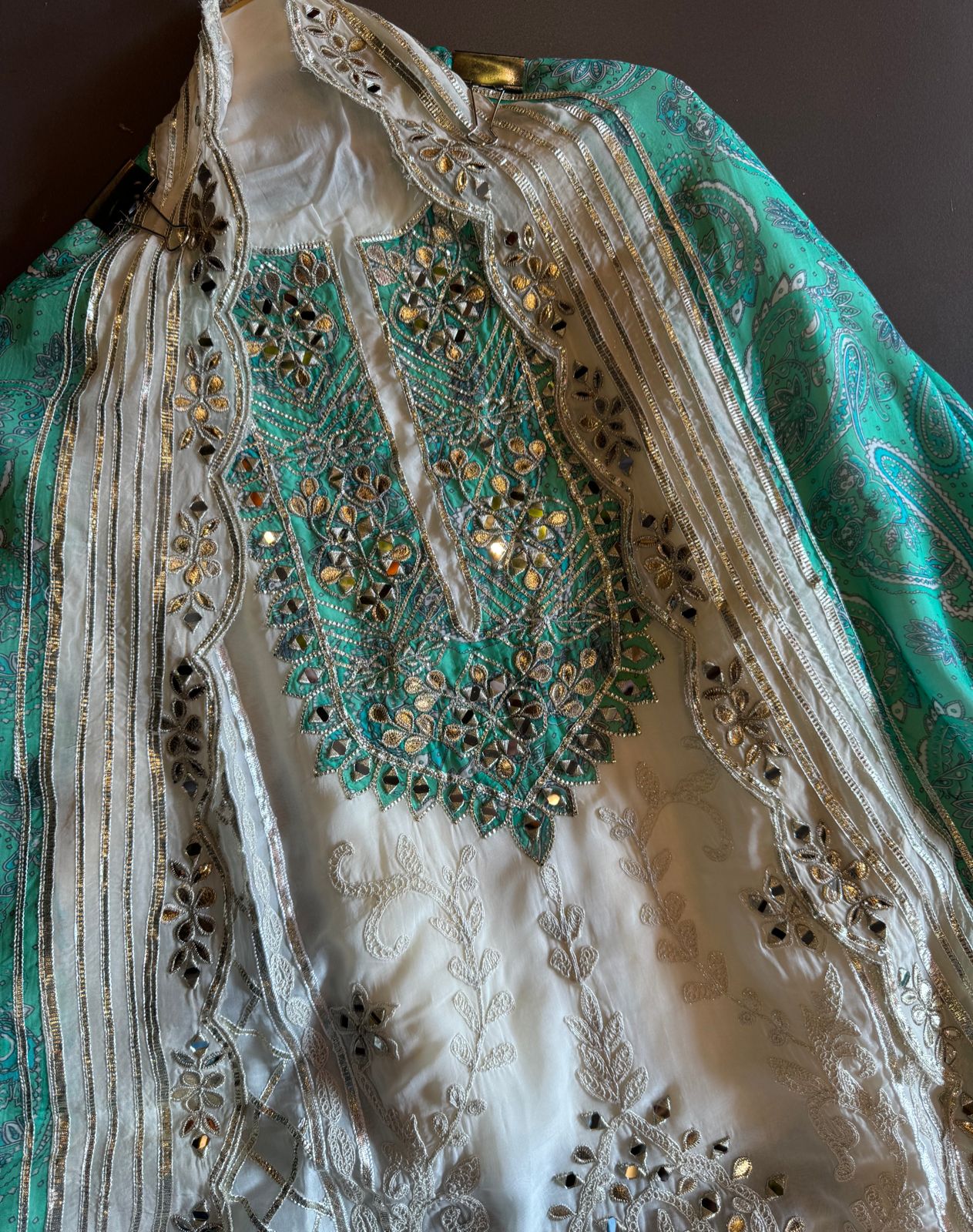 Soft organza Unstitched shirt WITH GOTTA ZARI WORK done on the full shirt front