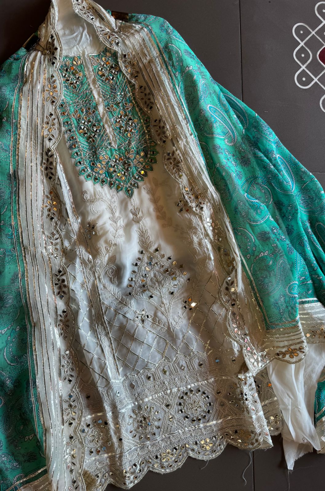 Soft organza Unstitched shirt WITH GOTTA ZARI WORK done on the full shirt front