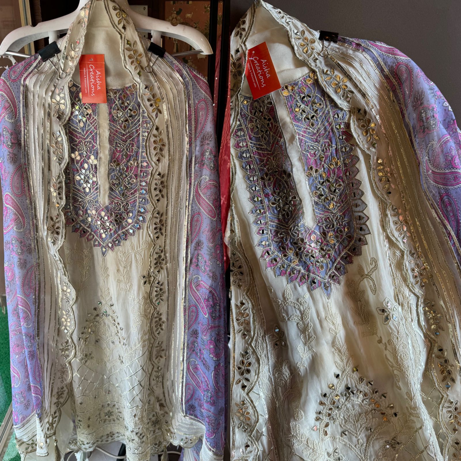 Soft organza Unstitched shirt WITH GOTTA ZARI WORK done on the full shirt front