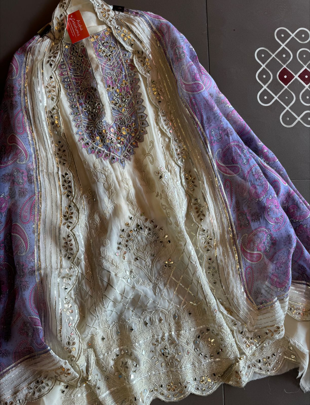 Soft organza Unstitched shirt WITH GOTTA ZARI WORK done on the full shirt front