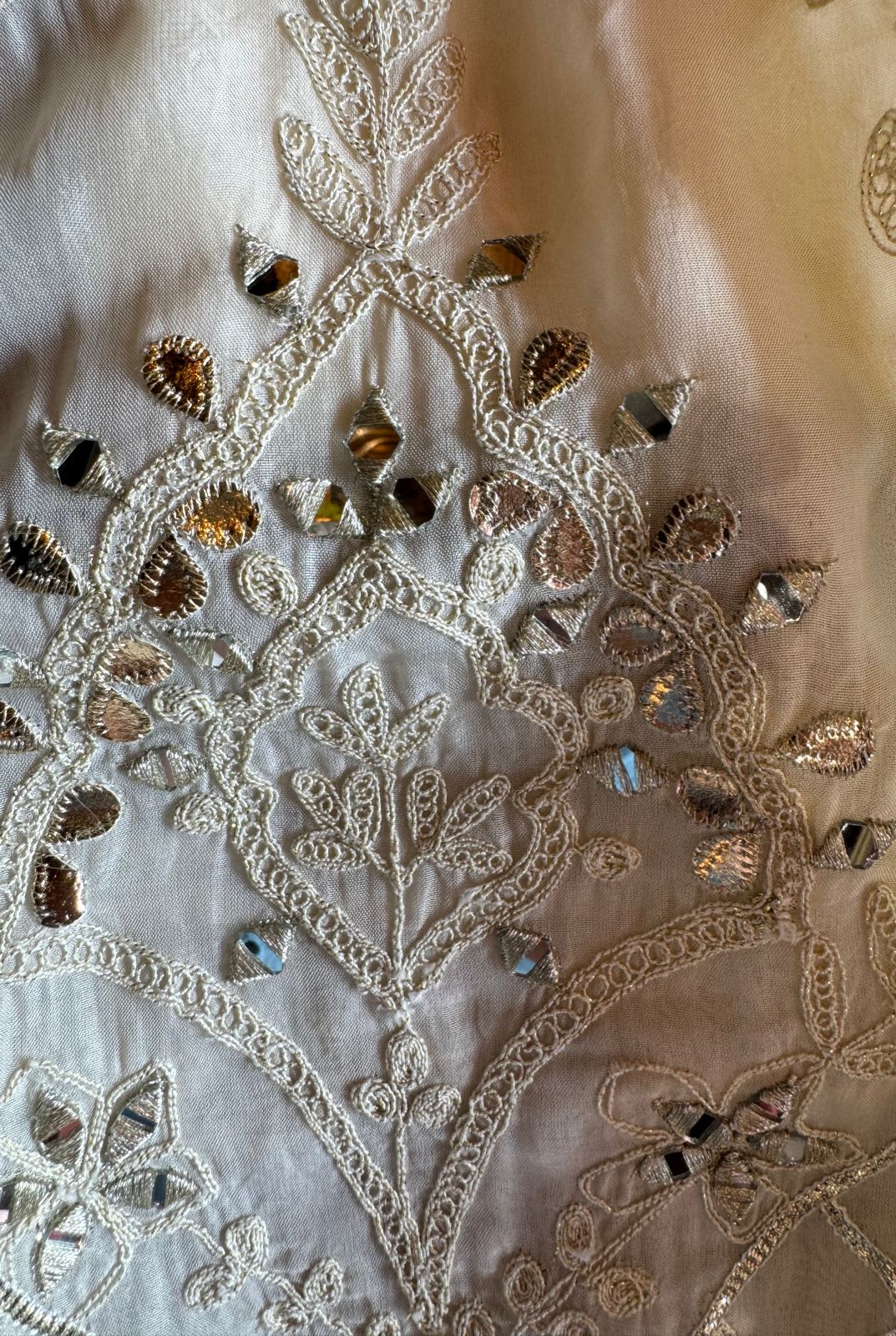 Soft organza Unstitched shirt WITH GOTTA ZARI WORK done on the full shirt front