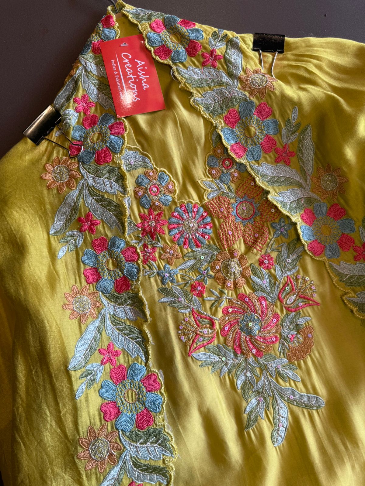 Pure jam cotton Unstitched full size shirt with thread embroidered neckline with sequence highlighting