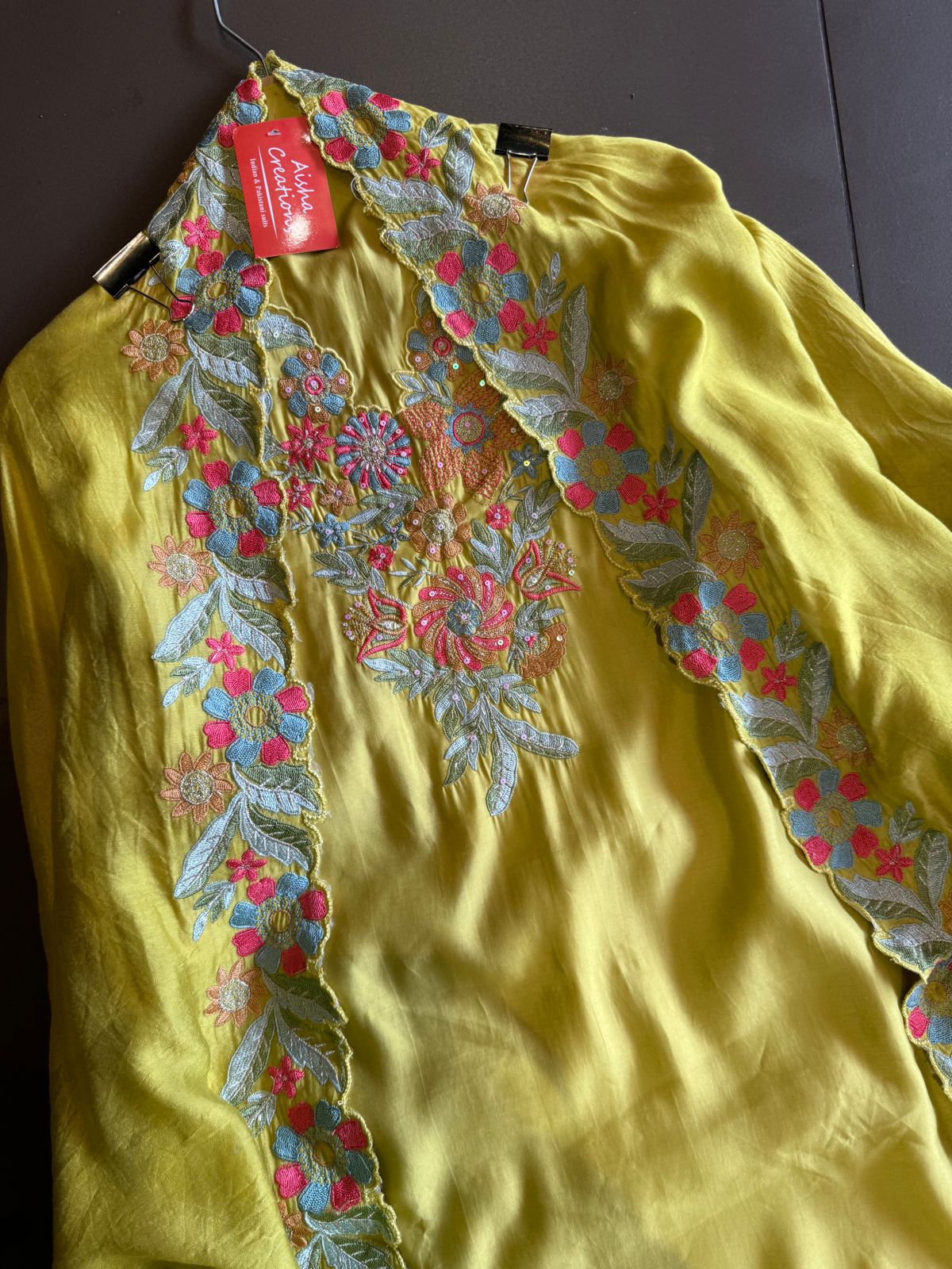 Pure jam cotton Unstitched full size shirt with thread embroidered neckline with sequence highlighting