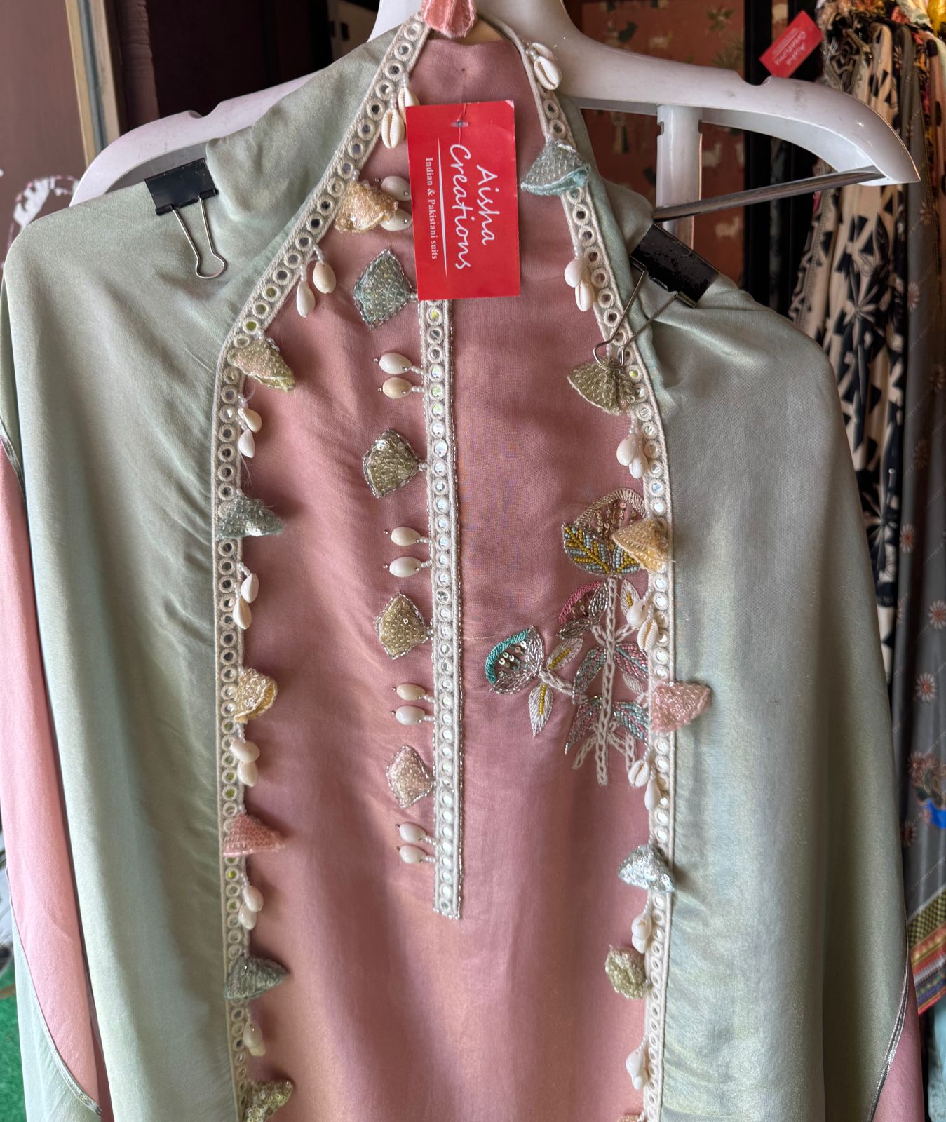 Unstitched full size shirt with very pretty Neckwork with lacework