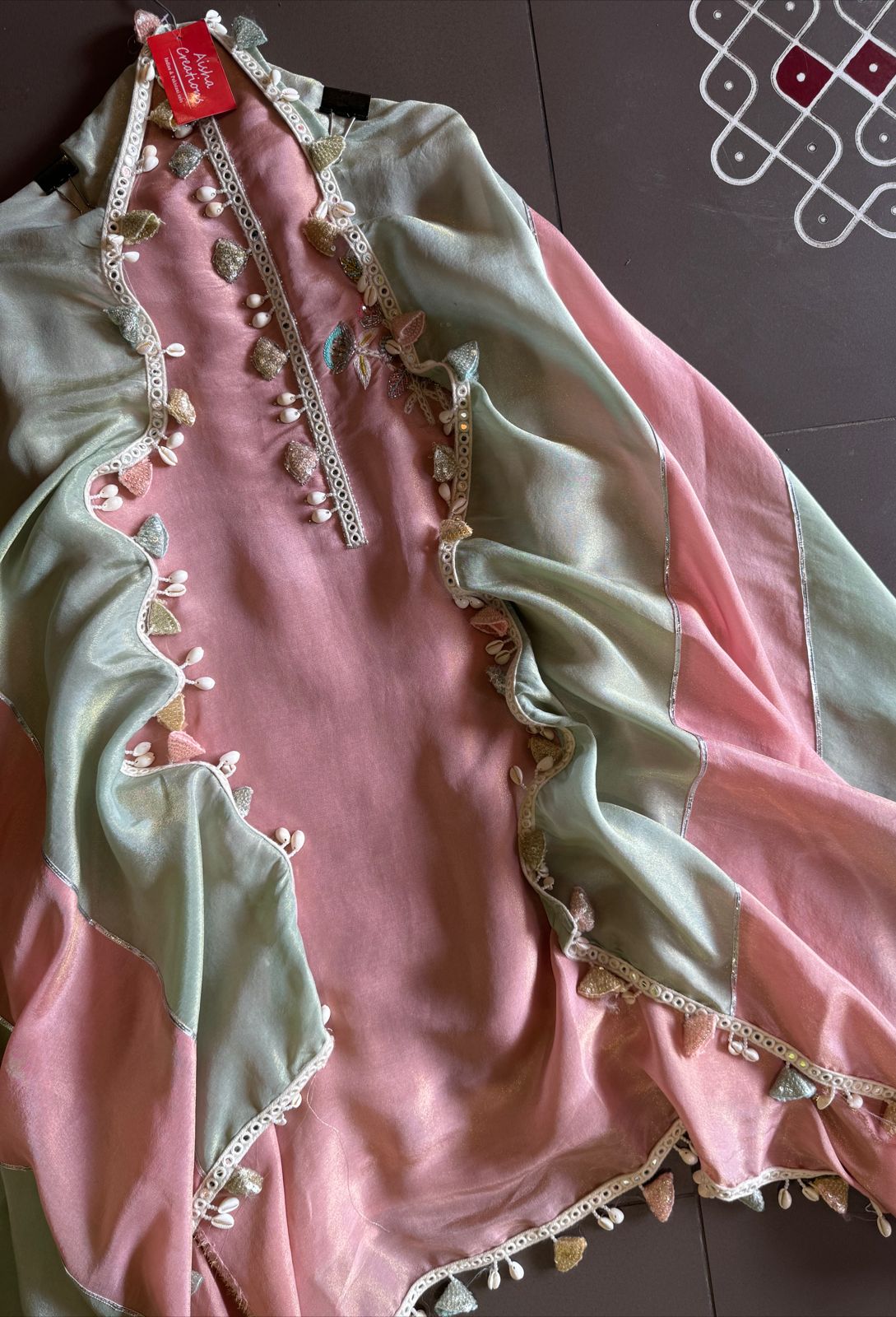 Unstitched full size shirt with very pretty Neckwork with lacework