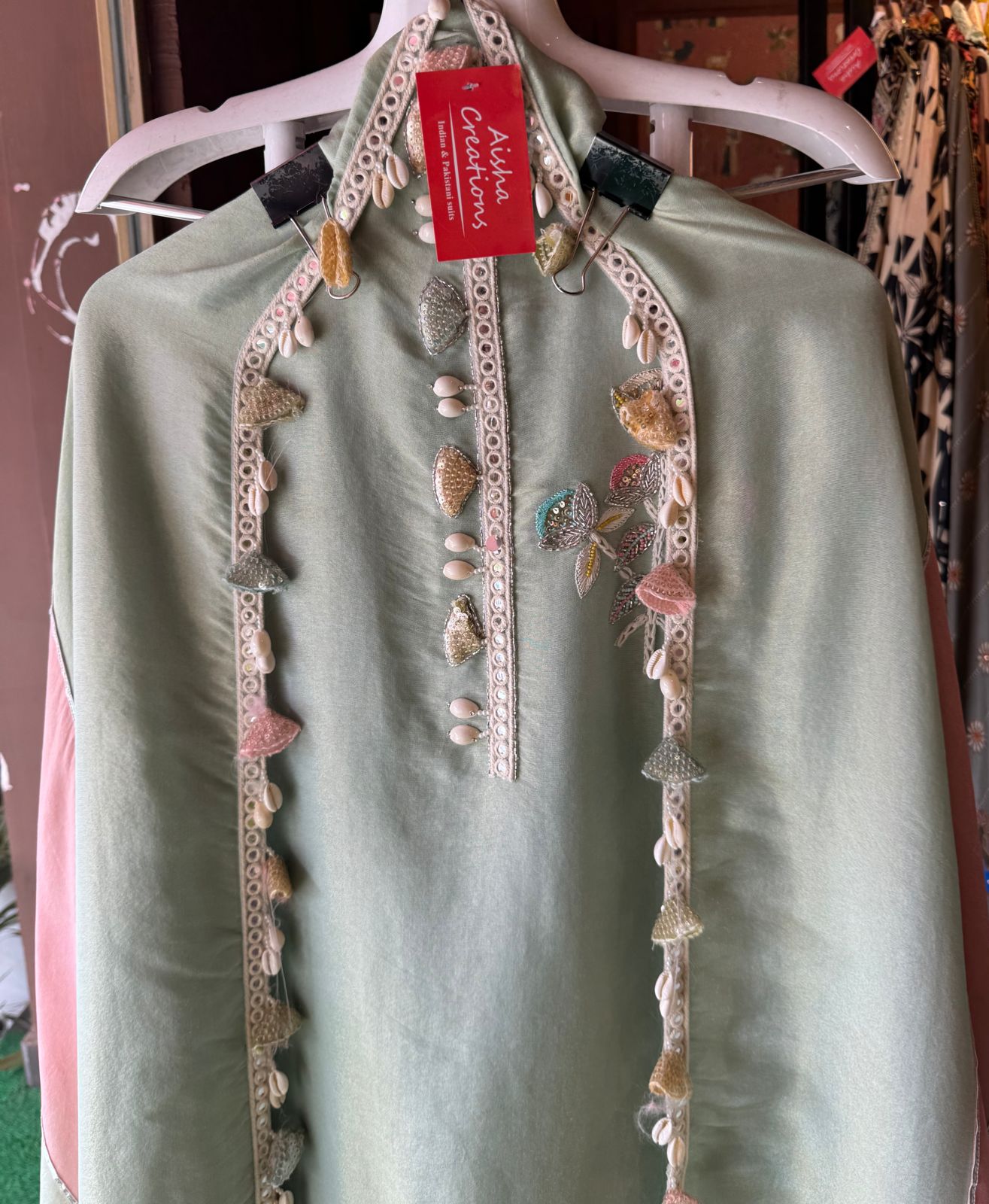 Unstitched full size shirt with very pretty Neckwork with lacework