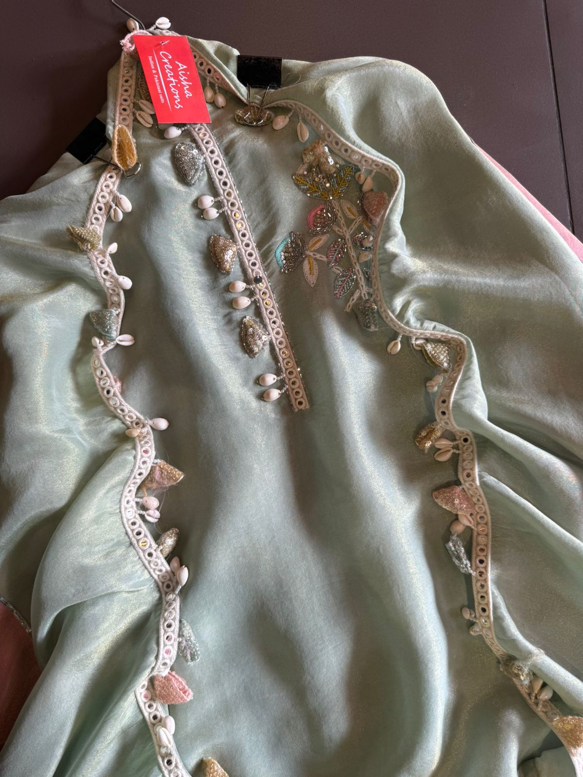 Unstitched full size shirt with very pretty Neckwork with lacework