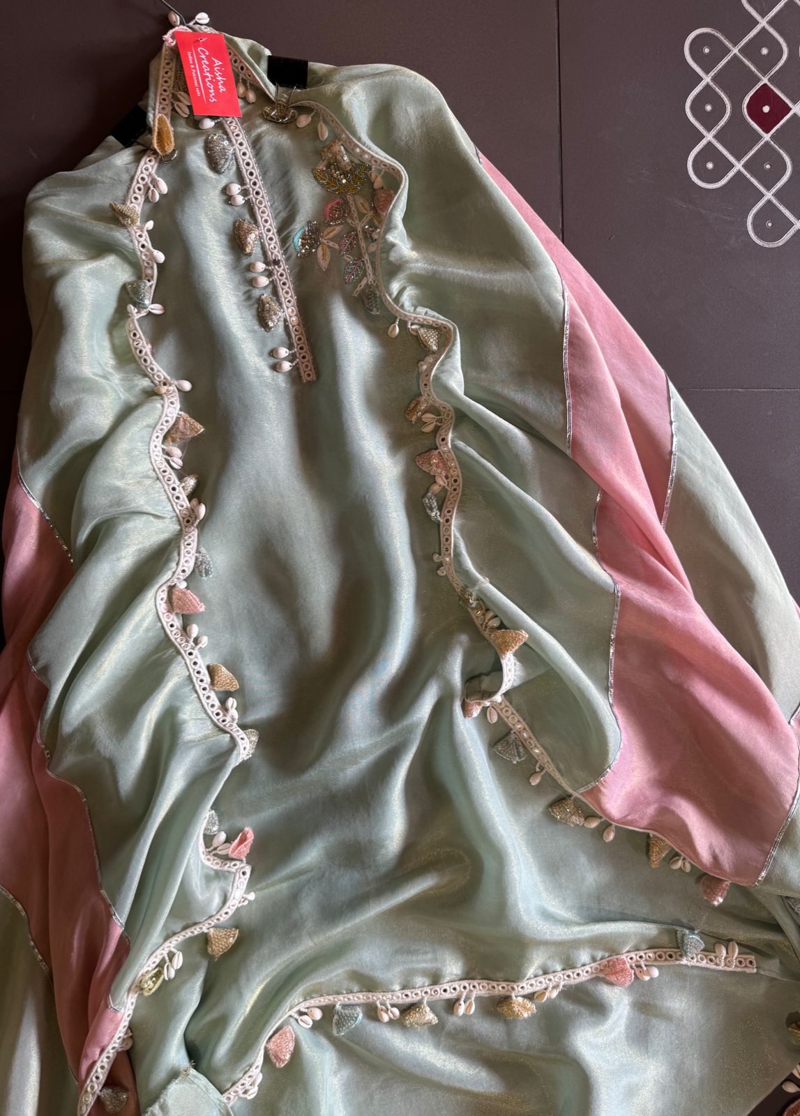 Unstitched full size shirt with very pretty Neckwork with lacework