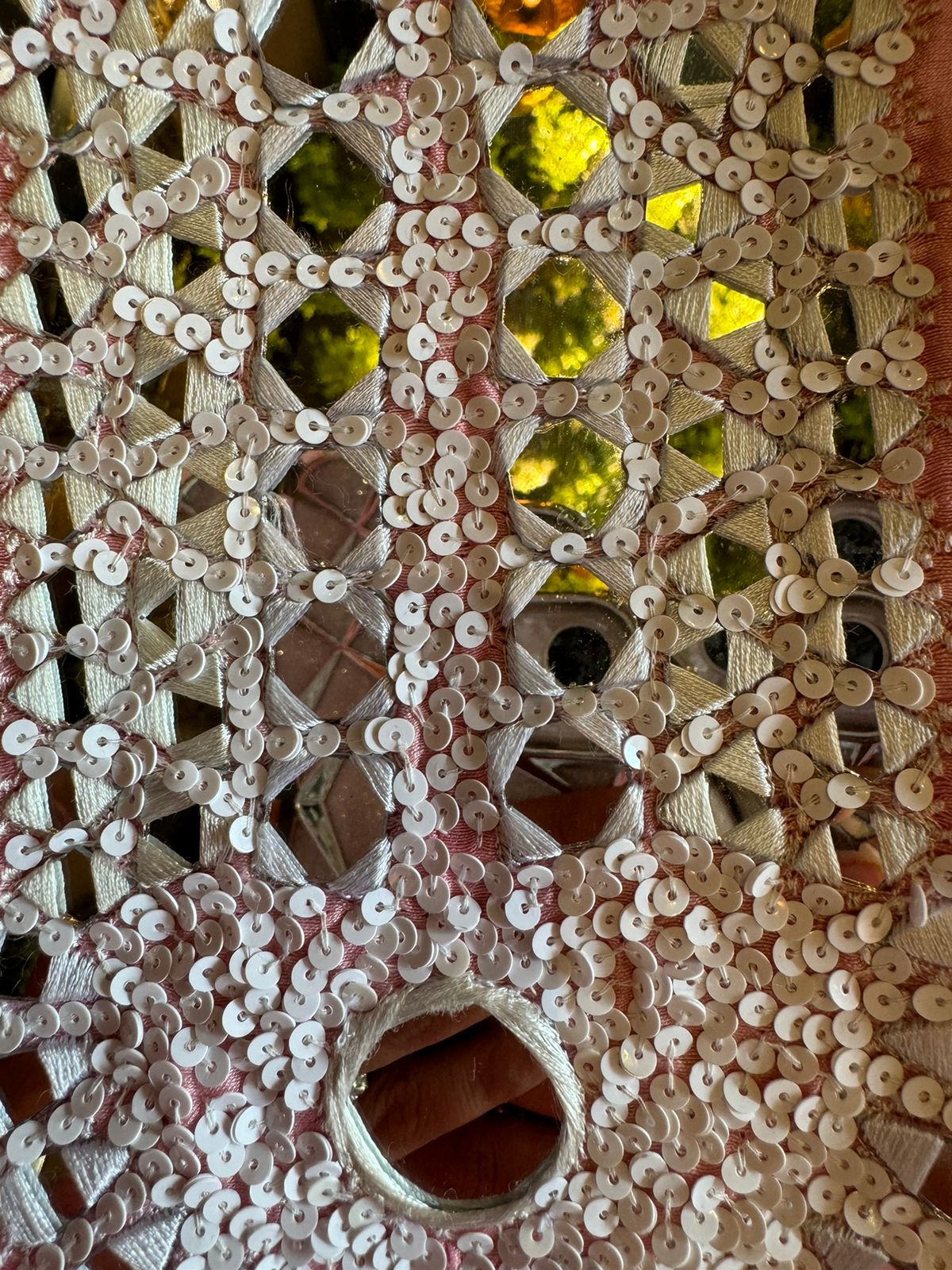 Soft cotton chanderi Anarkali suit with Beautiful sequence embellished neckline with original mirror highlighting