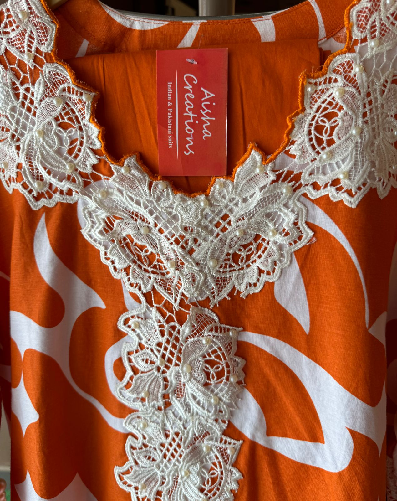 Pure cotton printed Kurta , Looser and A Pattern with beautiful Cutwork cotton crochia lacework