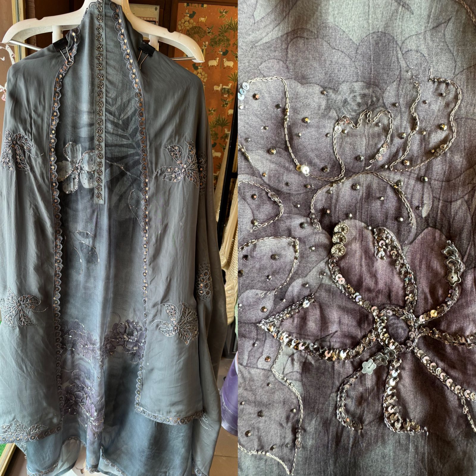 New concept on soft organza with Very high quality digital printing and Handwork highlighting done