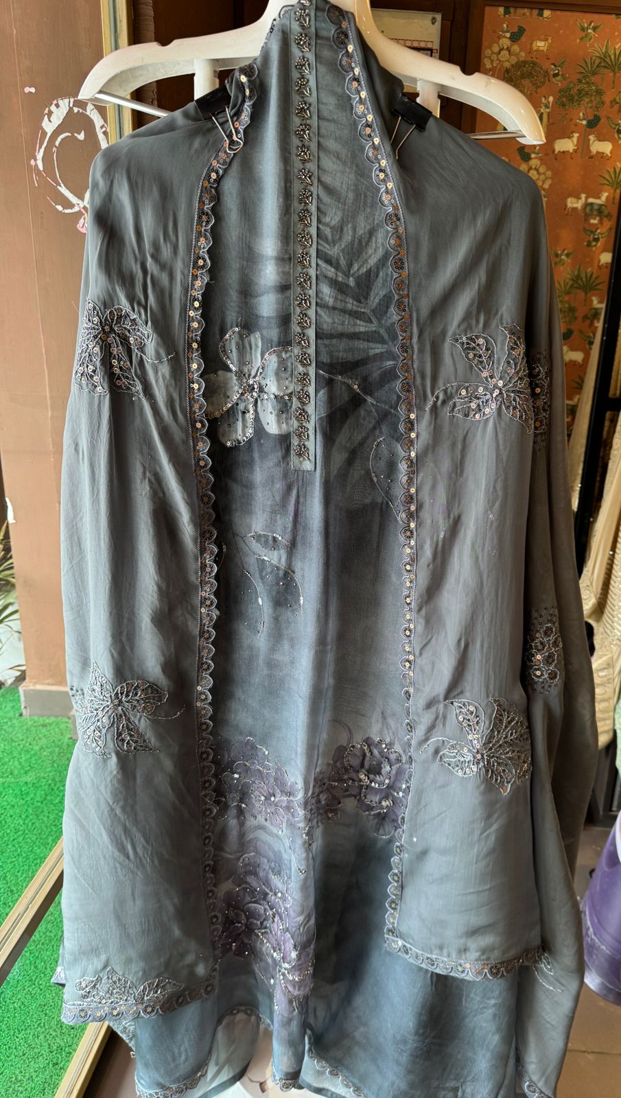 New concept on soft organza with Very high quality digital printing and Handwork highlighting done