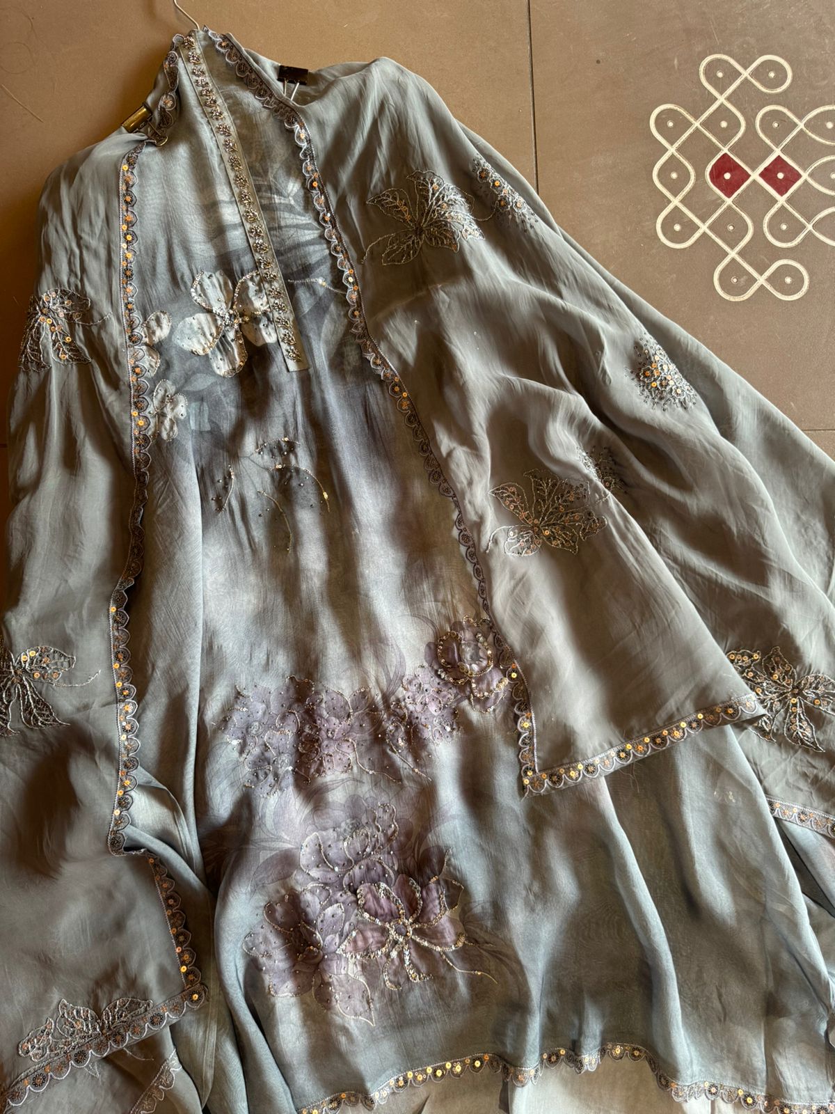 New concept on soft organza with Very high quality digital printing and Handwork highlighting done