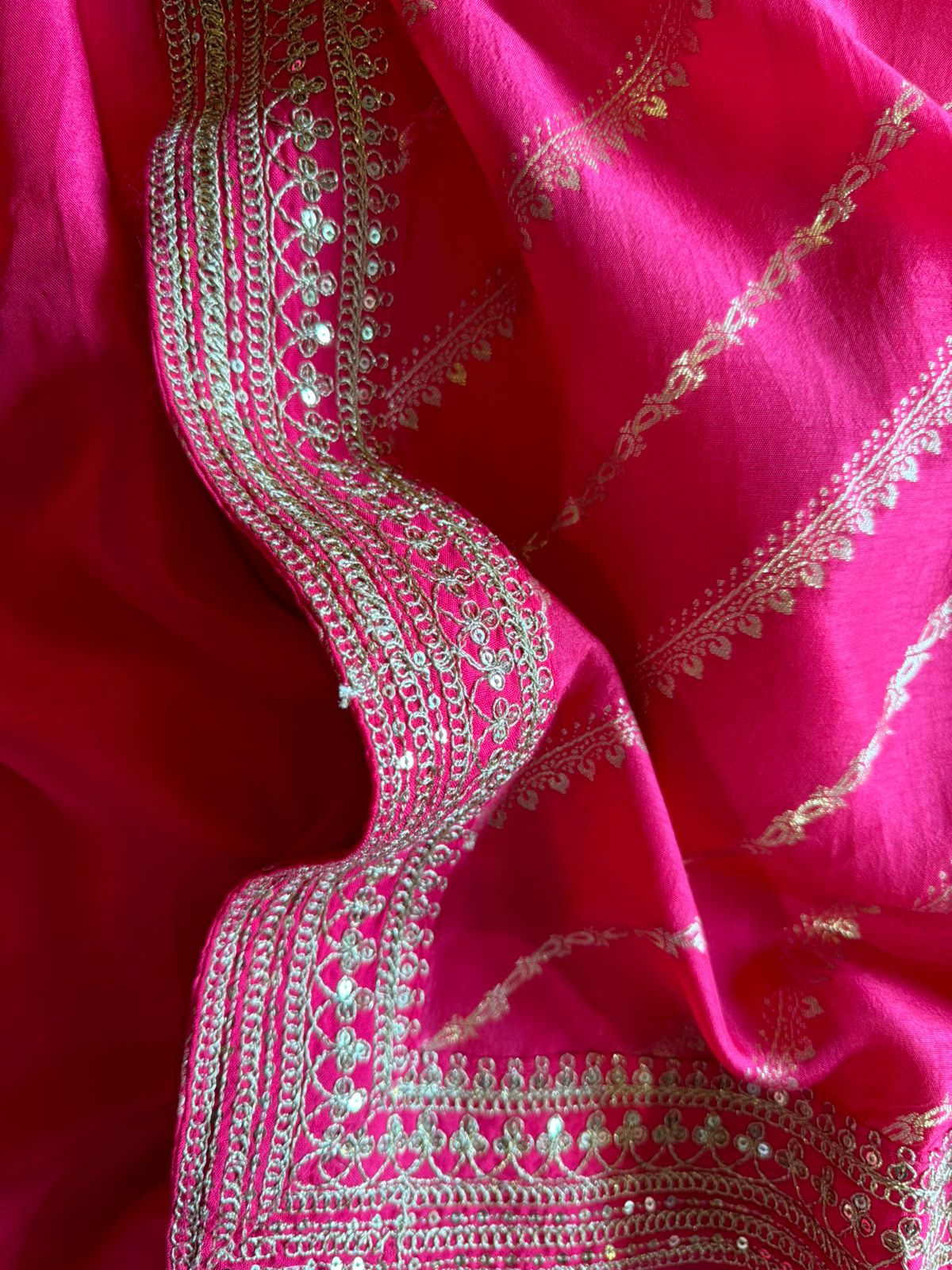 Pure russian silk unstiched shirt with beautiful hand embroidery on the neckline