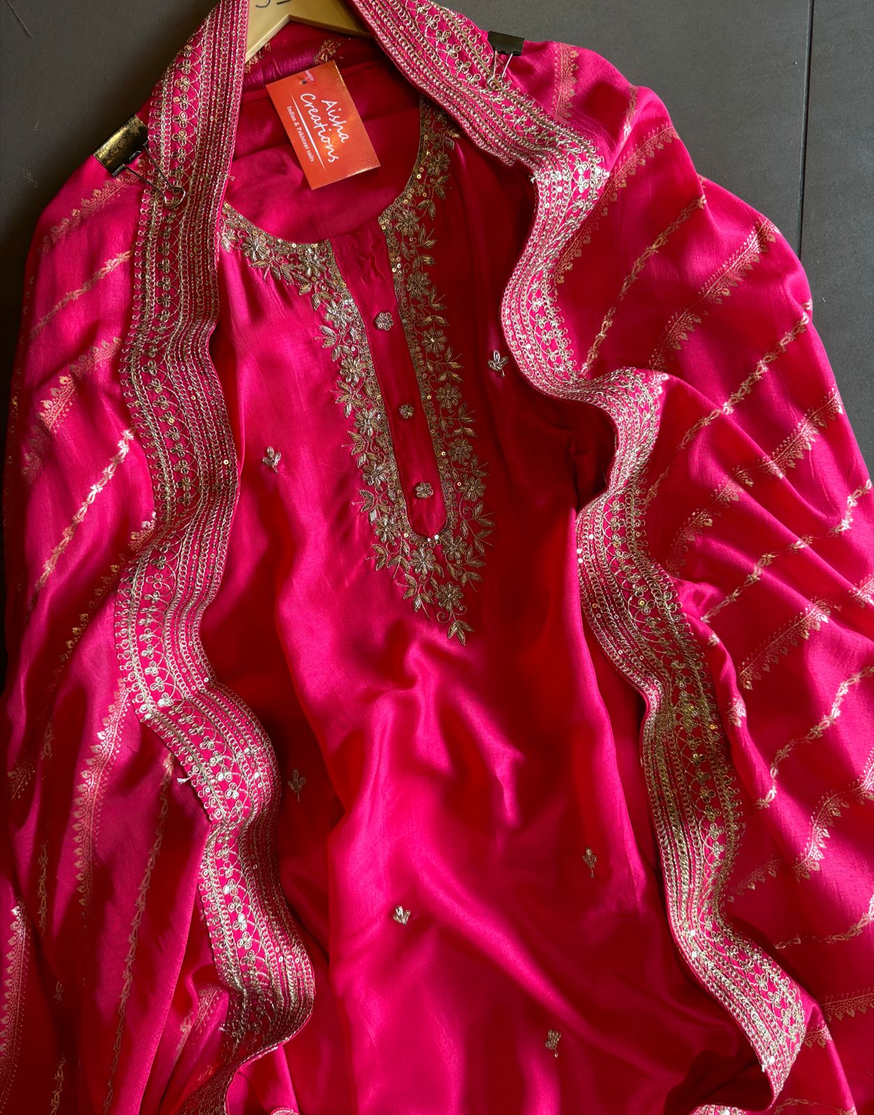 Pure russian silk unstiched shirt with beautiful hand embroidery on the neckline