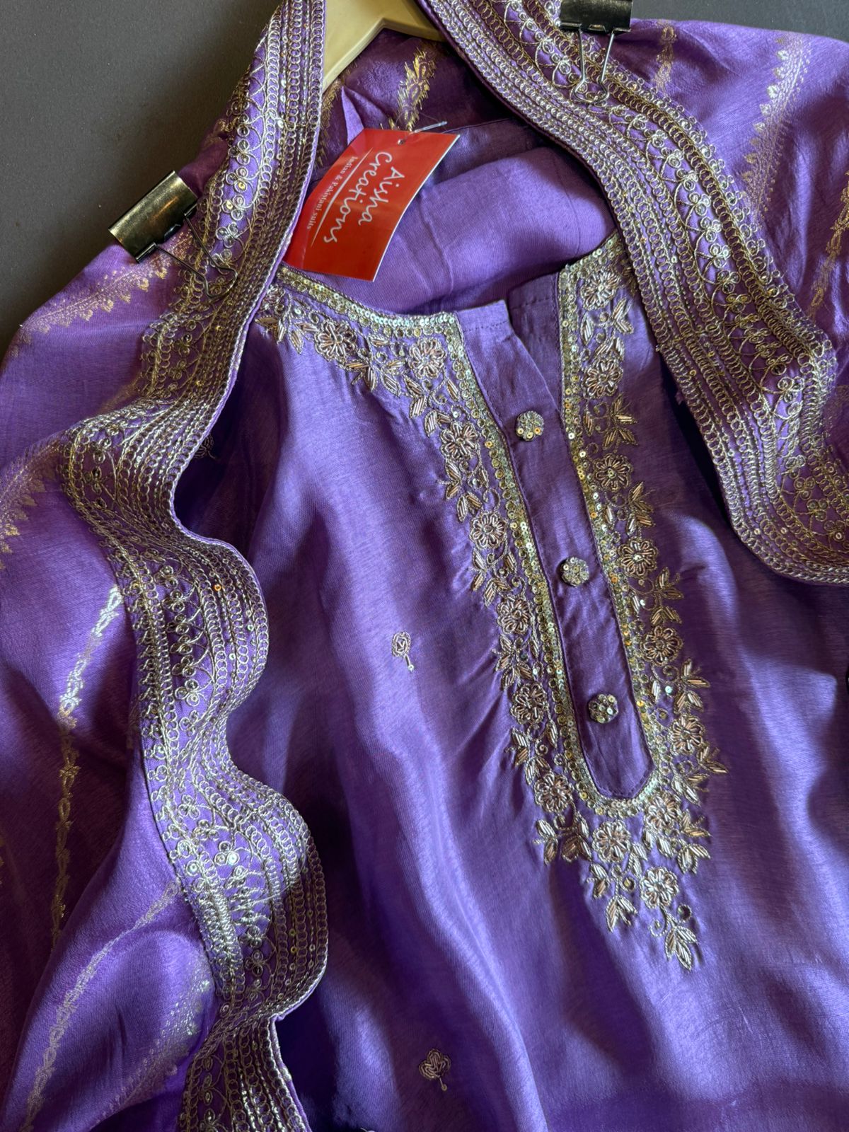 Pure russian silk unstiched shirt with beautiful hand embroidery on the neckline