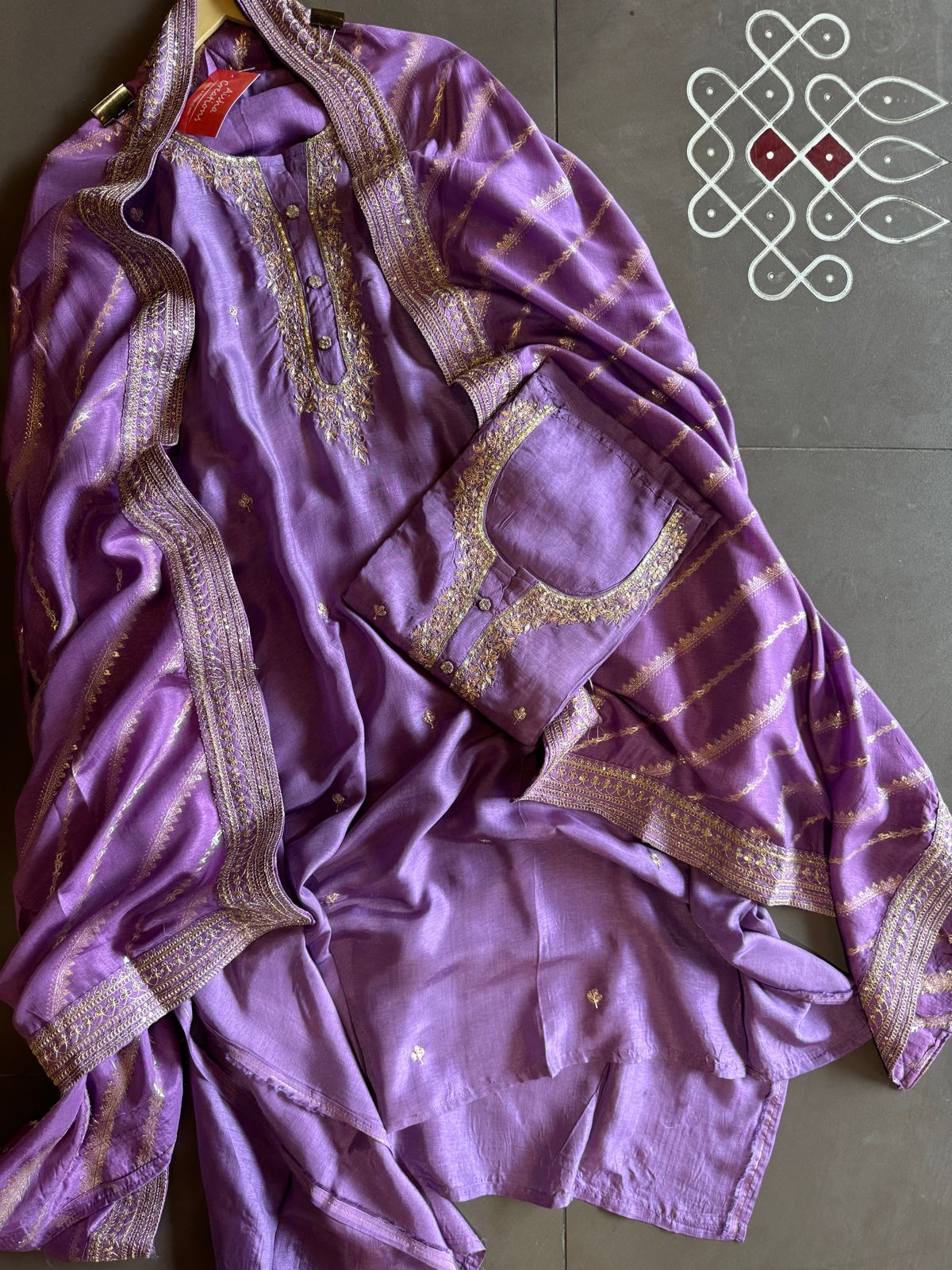 Pure russian silk unstiched shirt with beautiful hand embroidery on the neckline