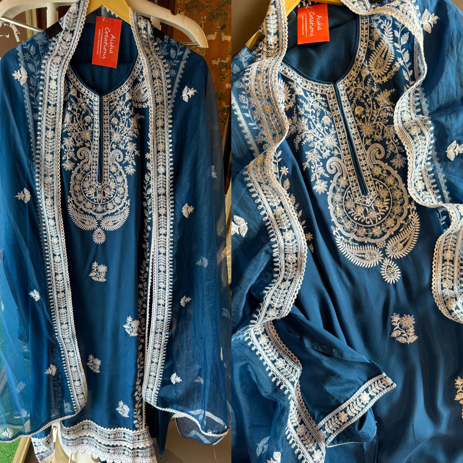 Soft muslin Shirt Semi stitched with Thread embroidered concept