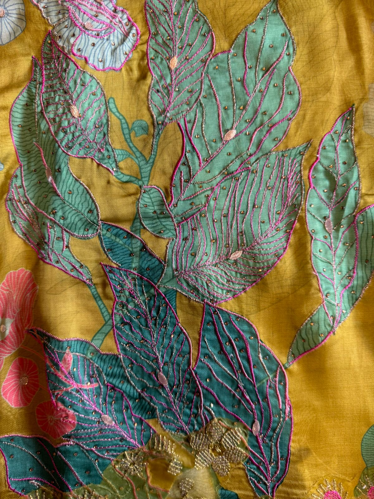 Soft satin Silk Unstitched full size shirt  with neck Patti design