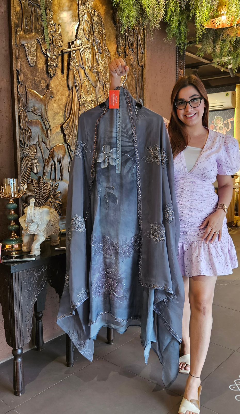 New concept on soft organza with Very high quality digital printing and Handwork highlighting done